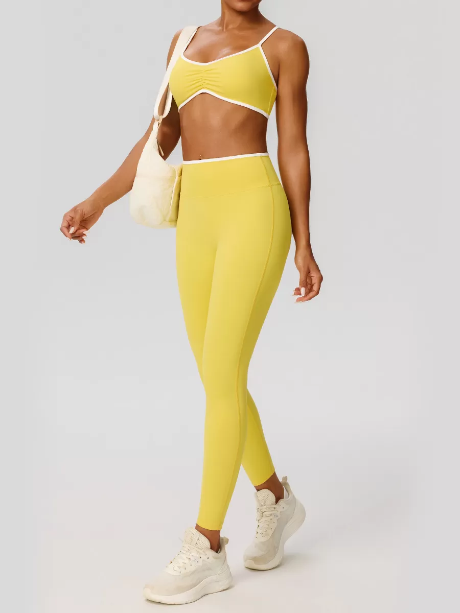 Conjunto deportivo de spandex y nailon para mujer, transpirable, de secado rápido, para fitness, yoga y gimnasio. Conjunto casual para mujer FGB52745+52347