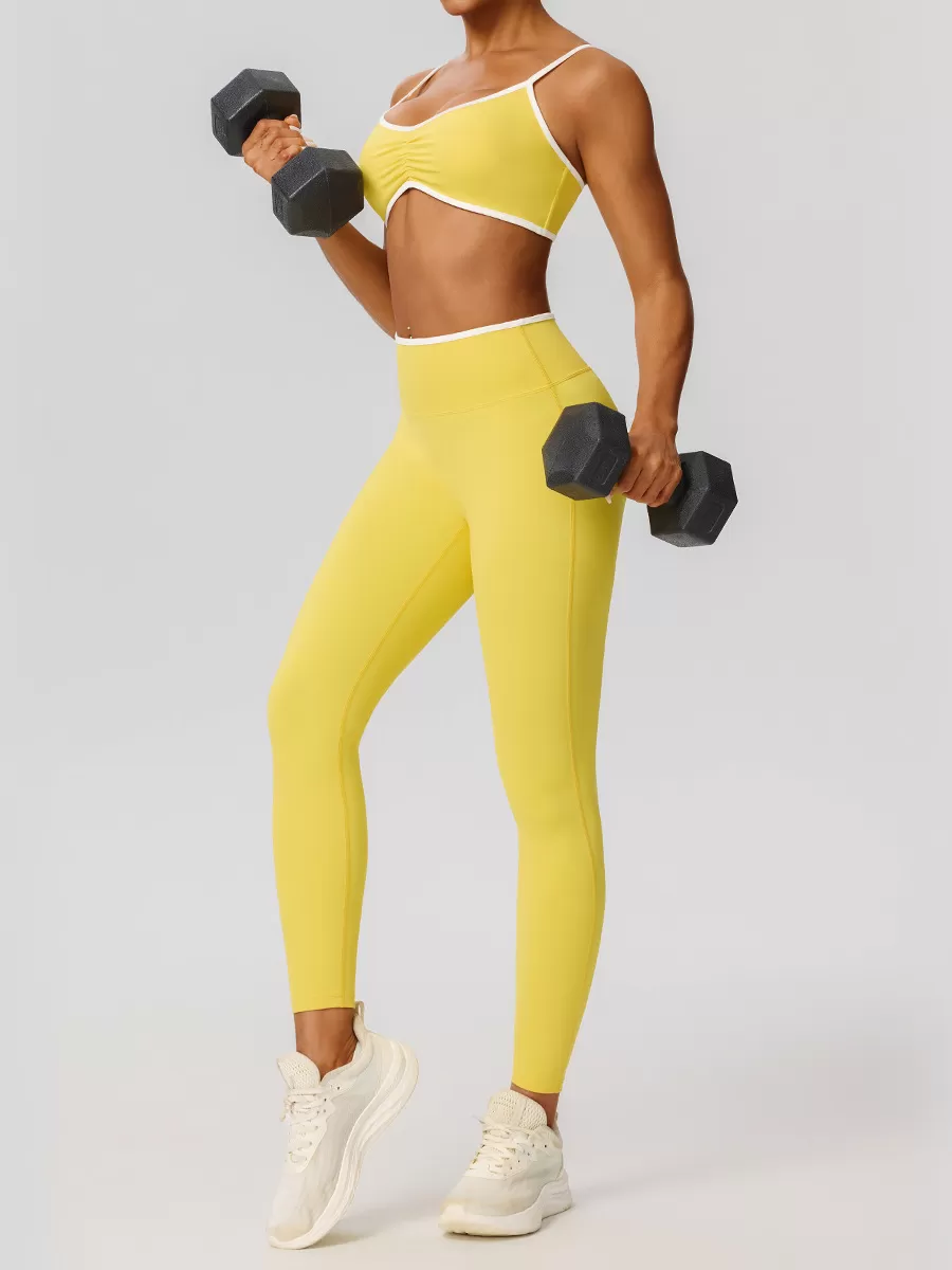 Conjunto deportivo de spandex y nailon para mujer, transpirable, de secado rápido, para fitness, yoga y gimnasio. Conjunto casual para mujer FGB52745+52347