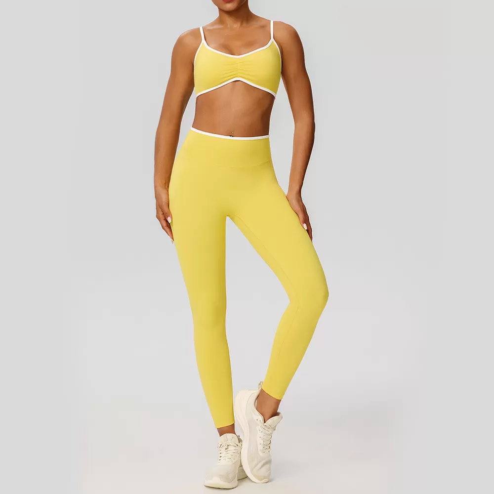 Conjunto deportivo de spandex y nailon para mujer, transpirable, de secado rápido, para fitness, yoga y gimnasio. Conjunto casual para mujer FGB52745+52347