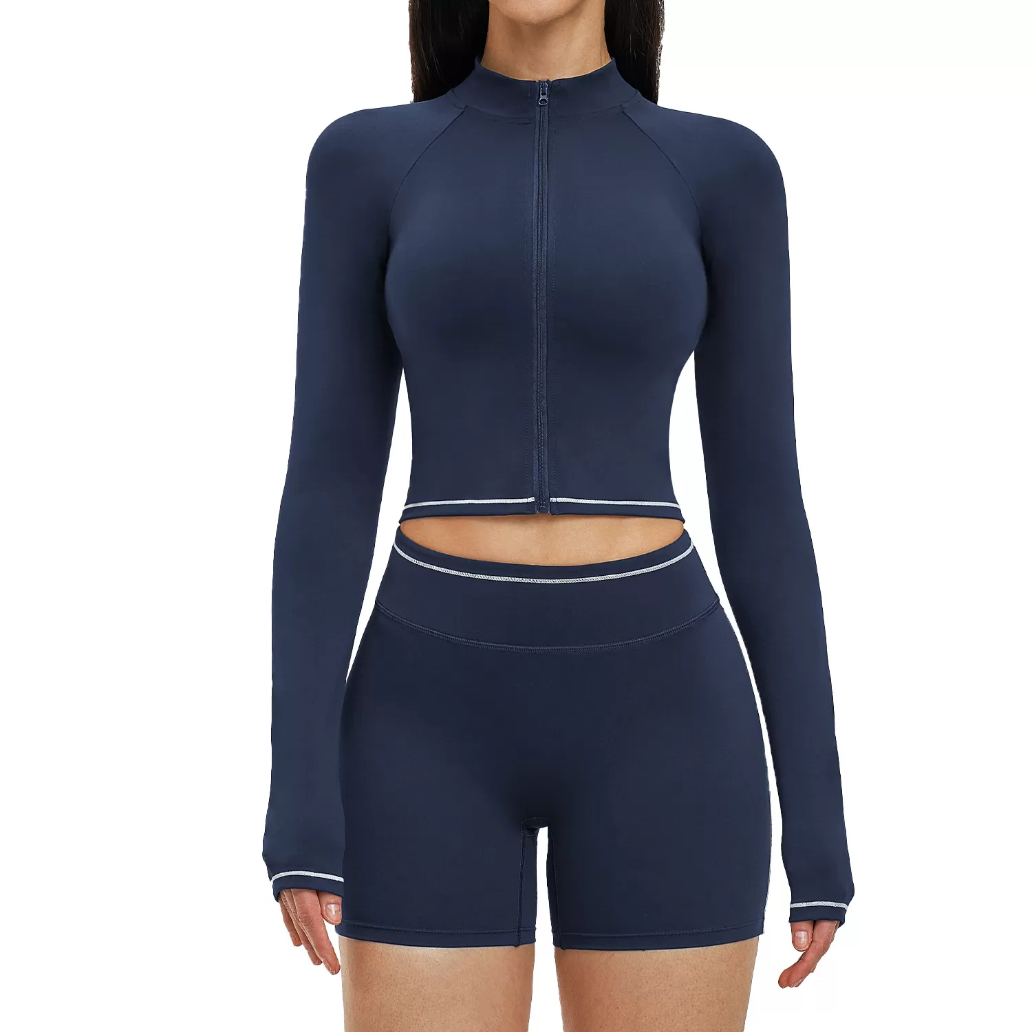 Conjuntos de yoga personalizados para mujer: pantalones cortos, ropa deportiva para correr, ropa de gimnasio, conjunto de chaqueta de yoga FGBTZ3562