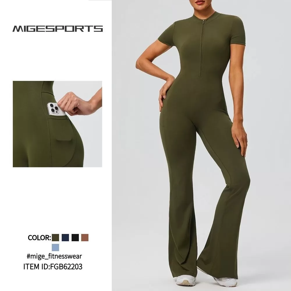 Body de yoga con cremallera para mujer, mono deportivo para gimnasio y fitness, bodys con sensación de piel descubierta FGB62203