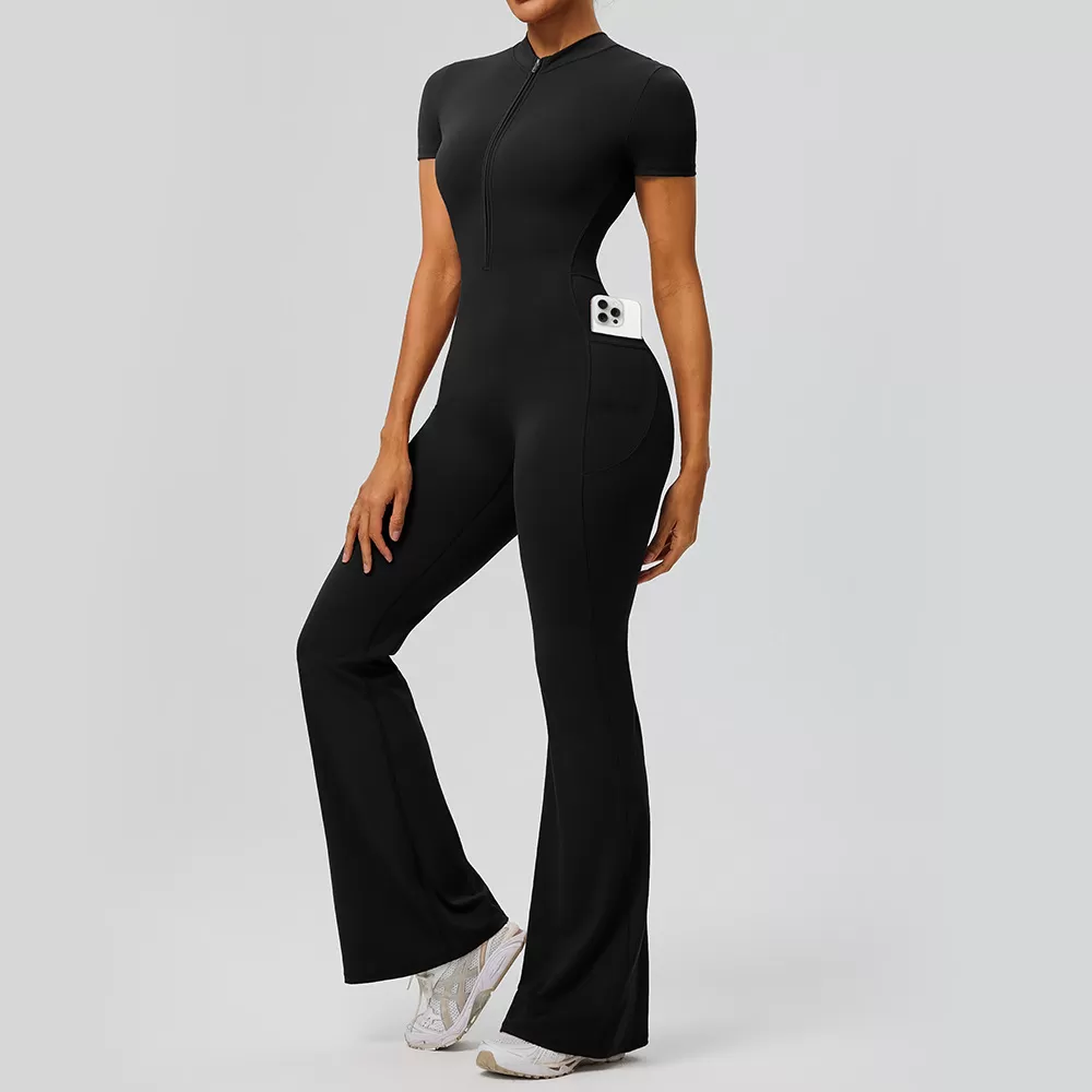 Body de yoga con cremallera para mujer, mono deportivo para gimnasio y fitness, bodys con sensación de piel descubierta FGB62203