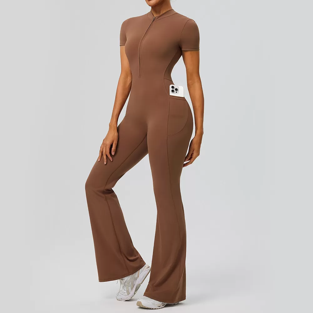 Body de yoga con cremallera para mujer, mono deportivo para gimnasio y fitness, bodys con sensación de piel descubierta FGB62203