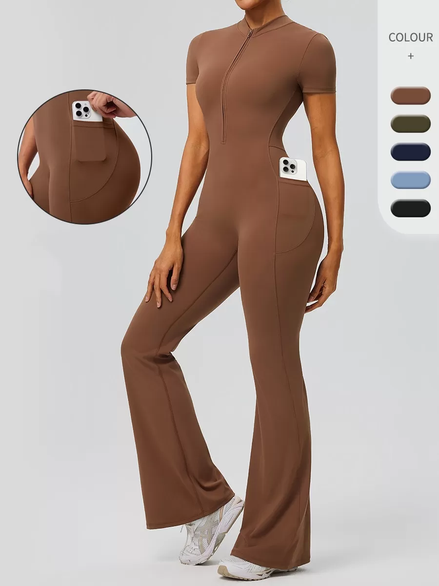 Body de yoga con cremallera para mujer, mono deportivo para gimnasio y fitness, bodys con sensación de piel descubierta FGB62203