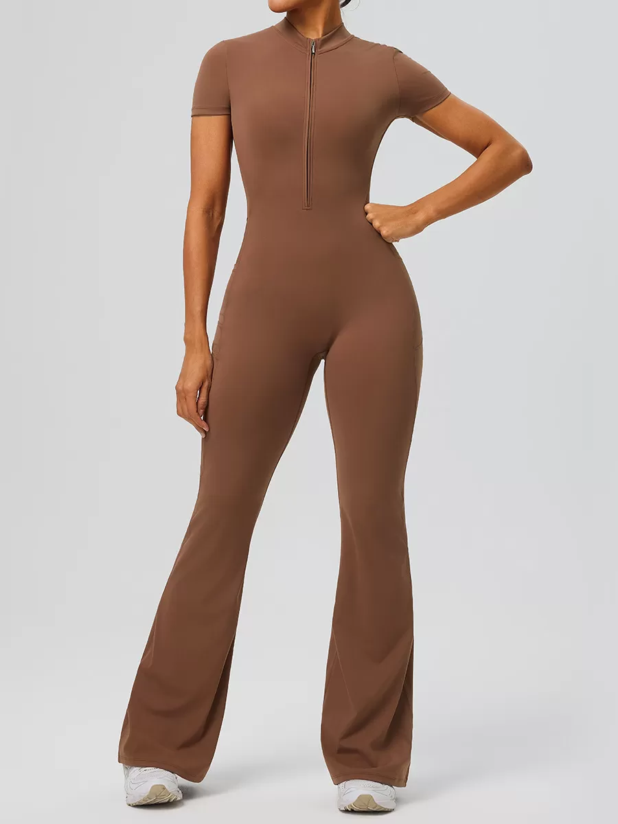 Body de yoga con cremallera para mujer, mono deportivo para gimnasio y fitness, bodys con sensación de piel descubierta FGB62203