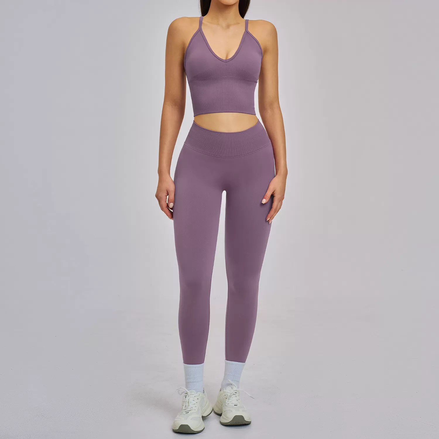 Conjuntos de yoga activos para mujer, sin costuras, cómodos, para entrenamiento físico, leggings de cintura alta, conjunto de yoga FGBTZ5518
