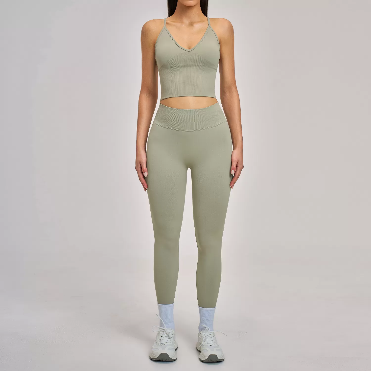 Conjuntos de yoga activos para mujer, sin costuras, cómodos, para entrenamiento físico, leggings de cintura alta, conjunto de yoga FGBTZ5518