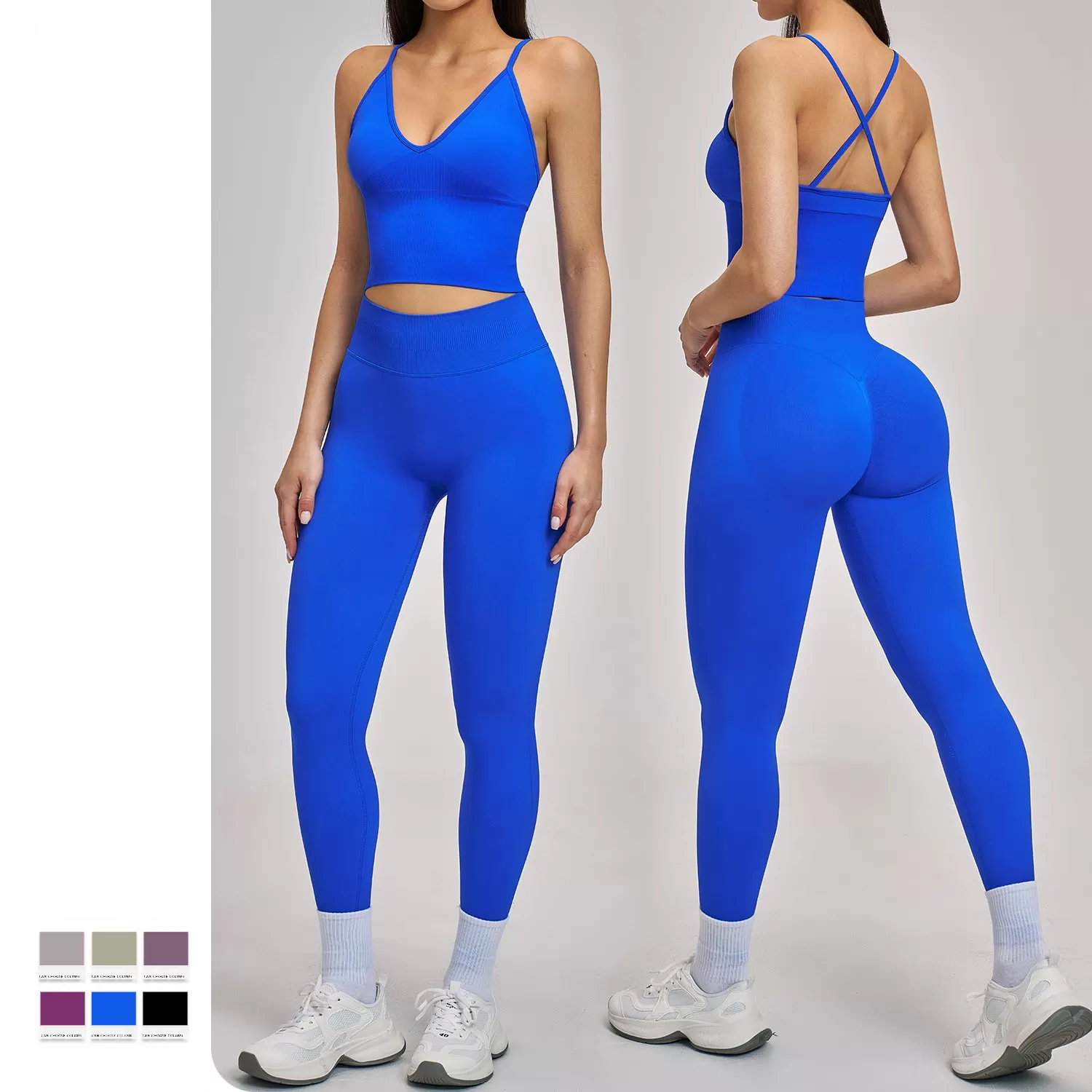 Conjuntos de yoga activos para mujer, sin costuras, cómodos, para entrenamiento físico, leggings de cintura alta, conjunto de yoga FGBTZ5518