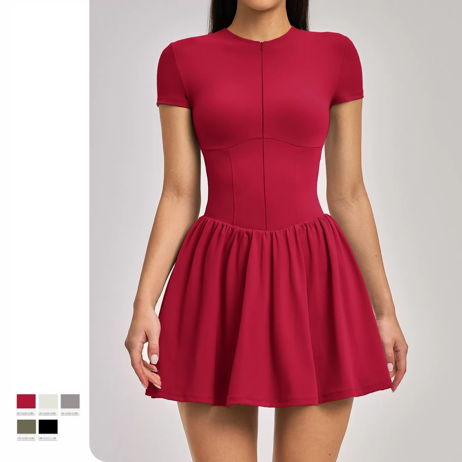 Vestidos deportivos de manga corta para mujer, ideales para el verano. Nuevos vestidos elásticos para golf y tenis FGBFLT9576