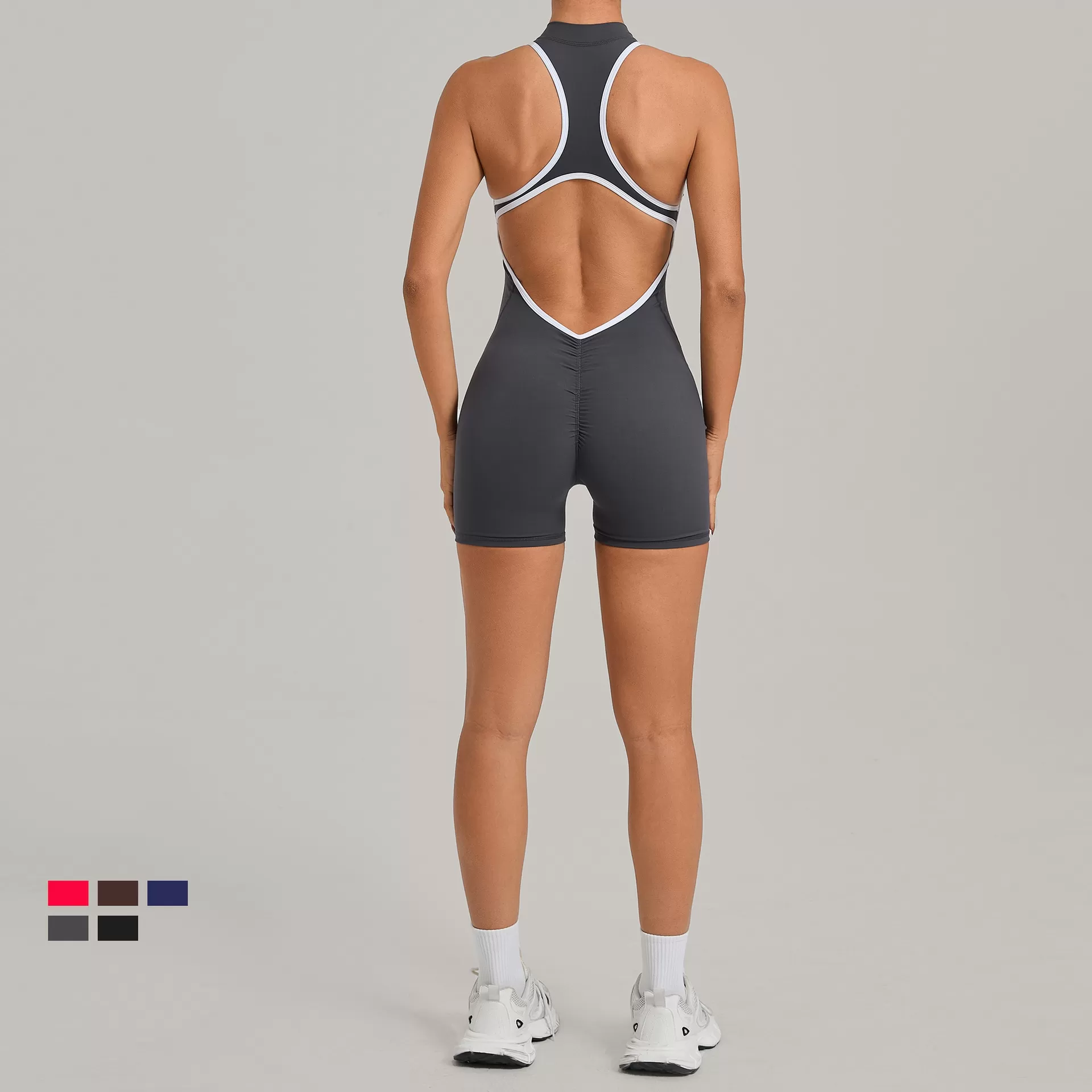 Mono de una pieza, conjunto de entrenamiento de alta intensidad para primavera, con cremallera, ideal para gimnasio y fitness (FGB2601)