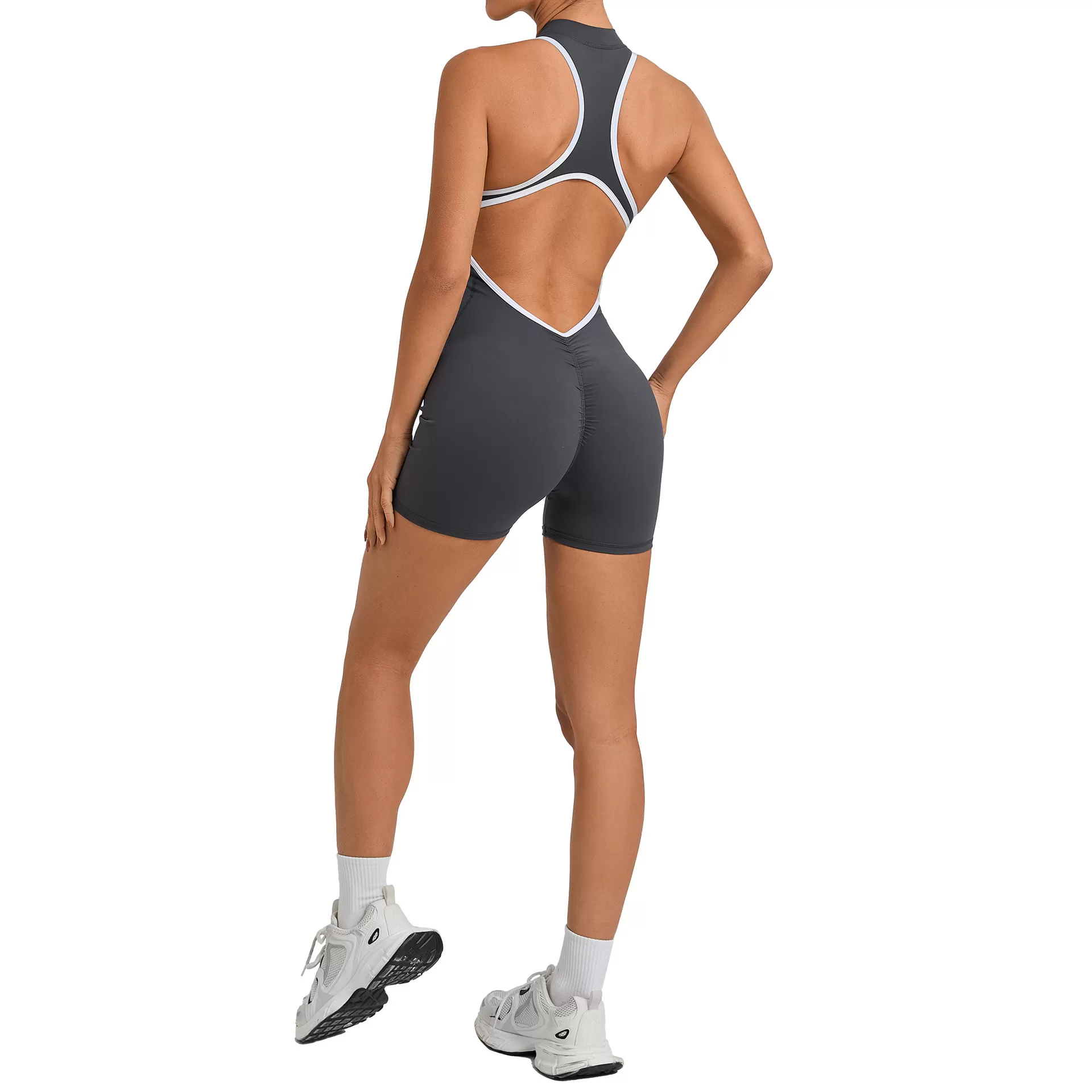 Mono de una pieza, conjunto de entrenamiento de alta intensidad para primavera, con cremallera, ideal para gimnasio y fitness (FGB2601)