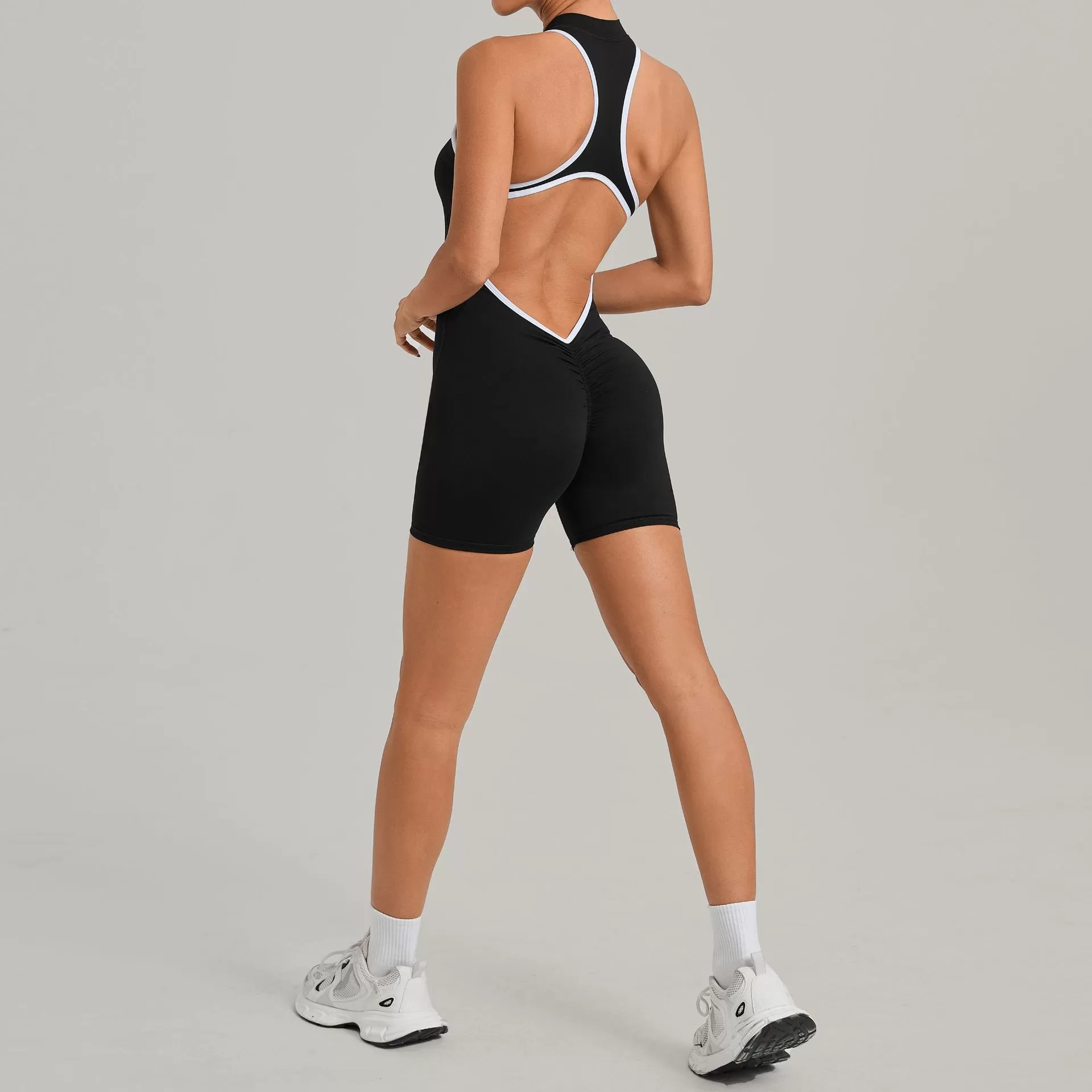 Mono de una pieza, conjunto de entrenamiento de alta intensidad para primavera, con cremallera, ideal para gimnasio y fitness (FGB2601)