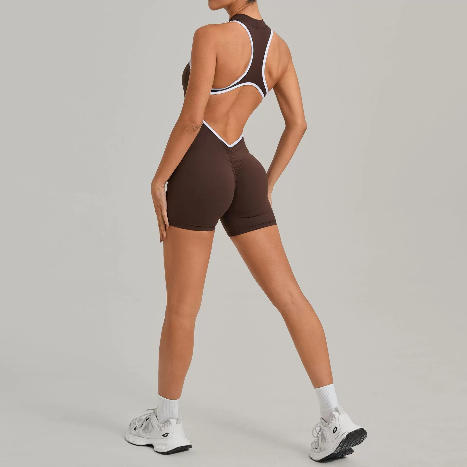 Mono de una pieza, conjunto de entrenamiento de alta intensidad para primavera, con cremallera, ideal para gimnasio y fitness (FGB2601)