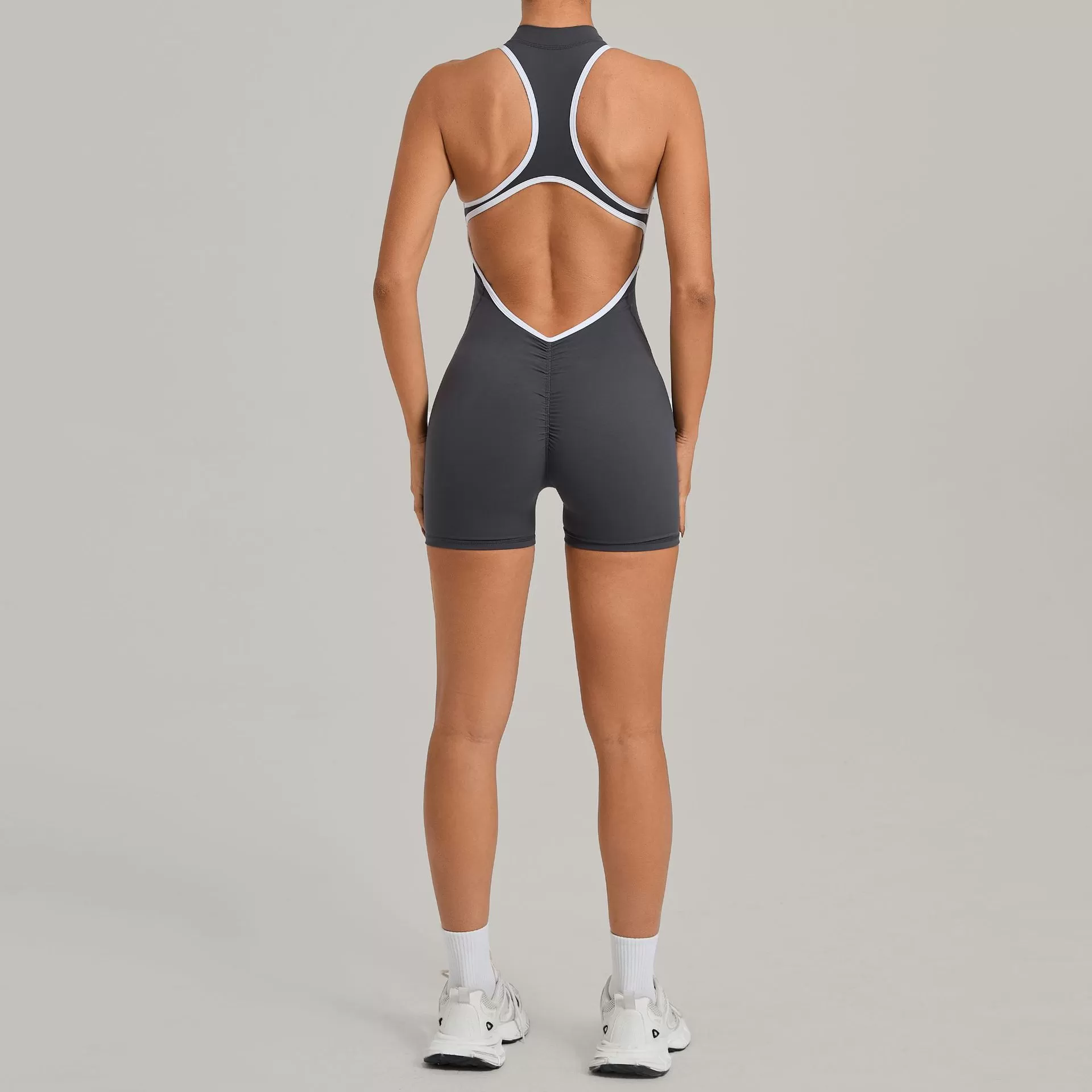 Mono de una pieza, conjunto de entrenamiento de alta intensidad para primavera, con cremallera, ideal para gimnasio y fitness (FGB2601)