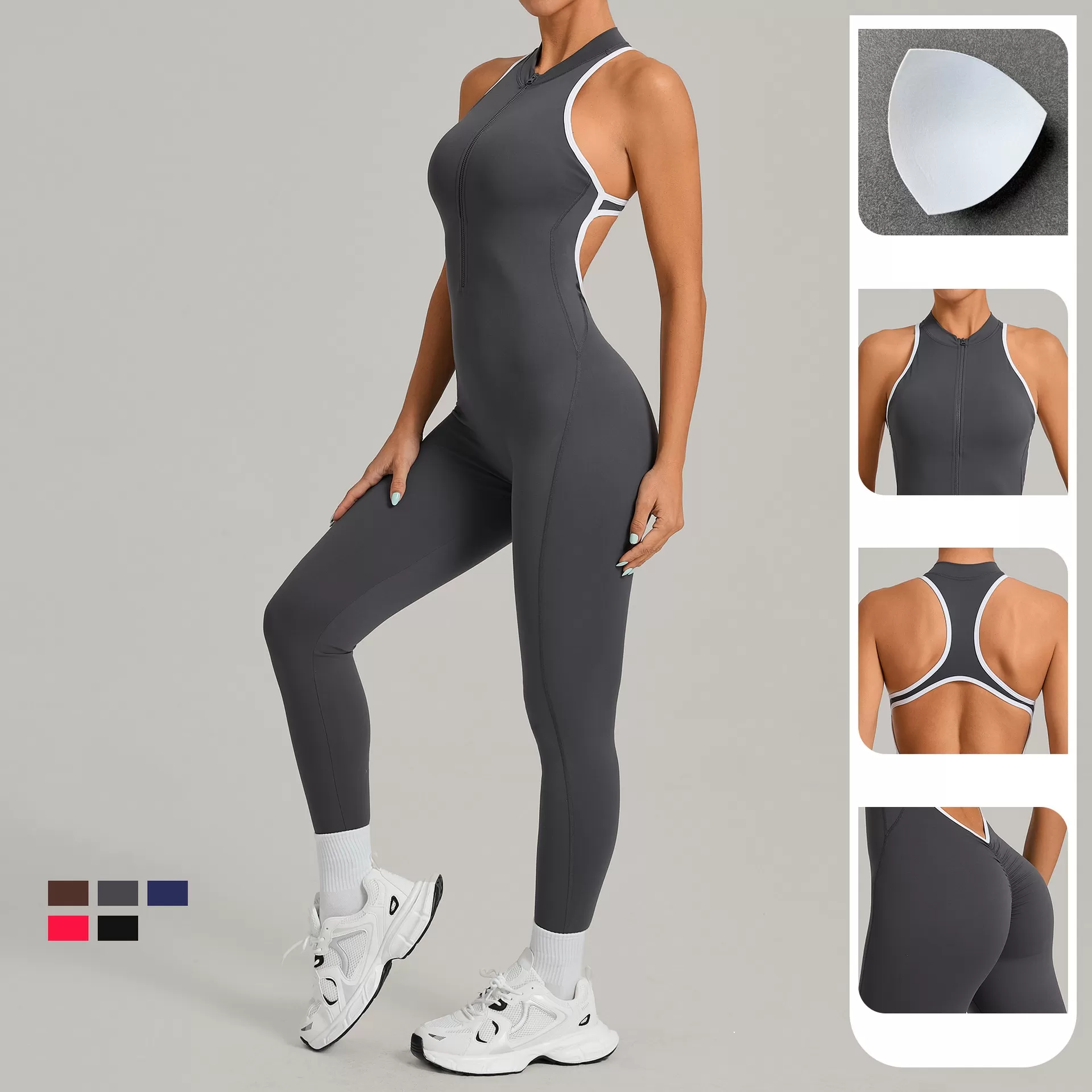 Mono deportivo de mujer con cremallera, mono de yoga, mono de una pieza FGB26231