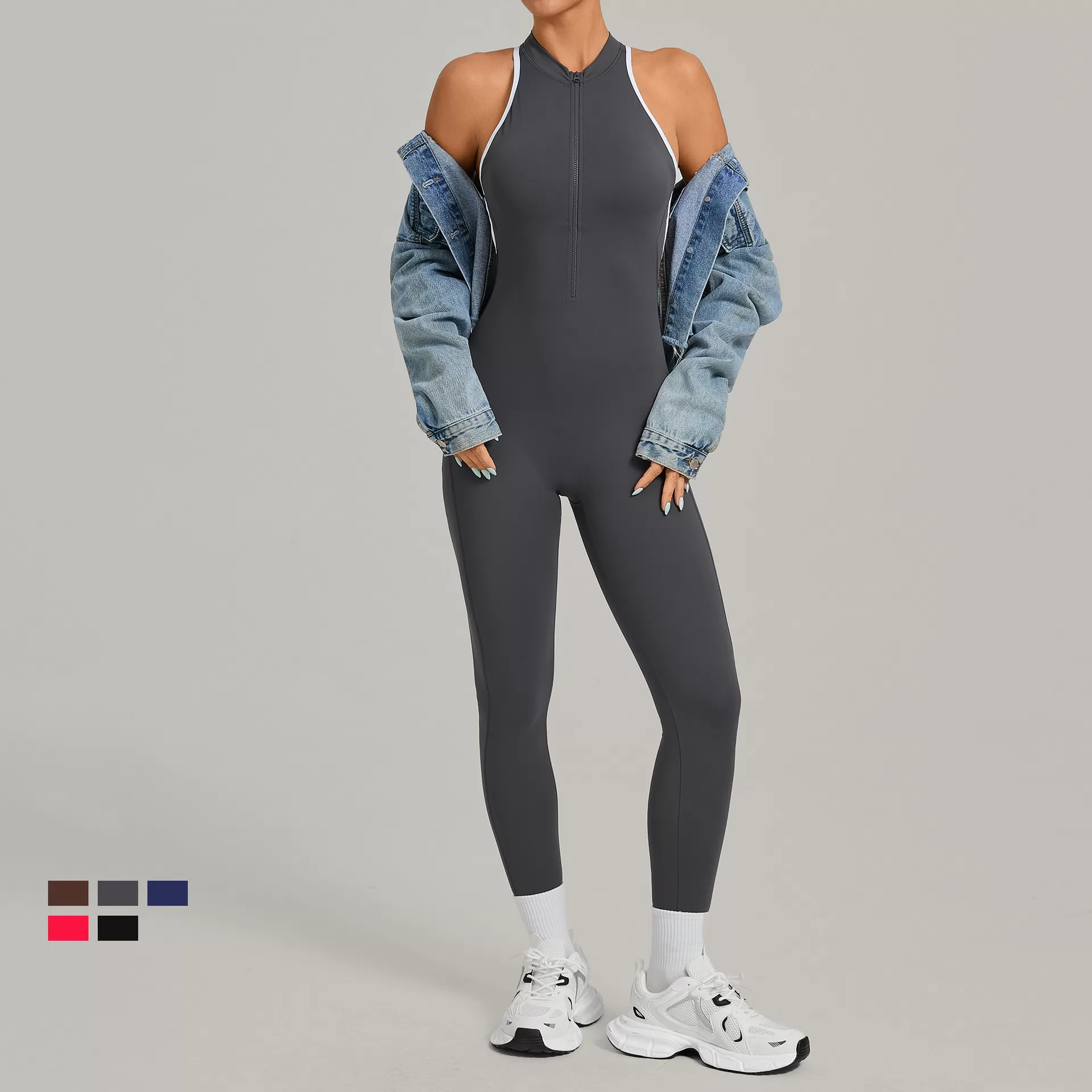 Mono deportivo de mujer con cremallera, mono de yoga, mono de una pieza FGB26231