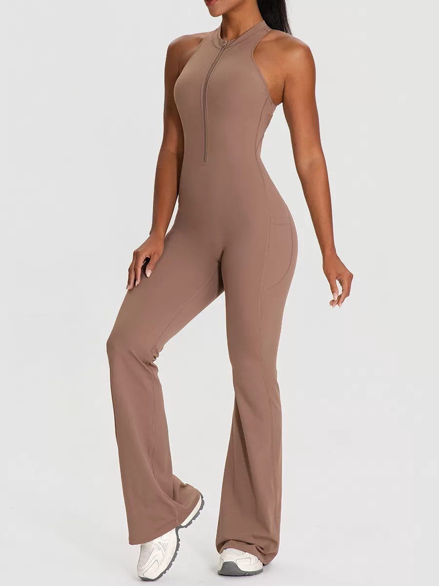 Conjunto de ropa de yoga de alta resistencia para entrenamiento, mono deportivo de yoga de una pieza para mujer FGB62105