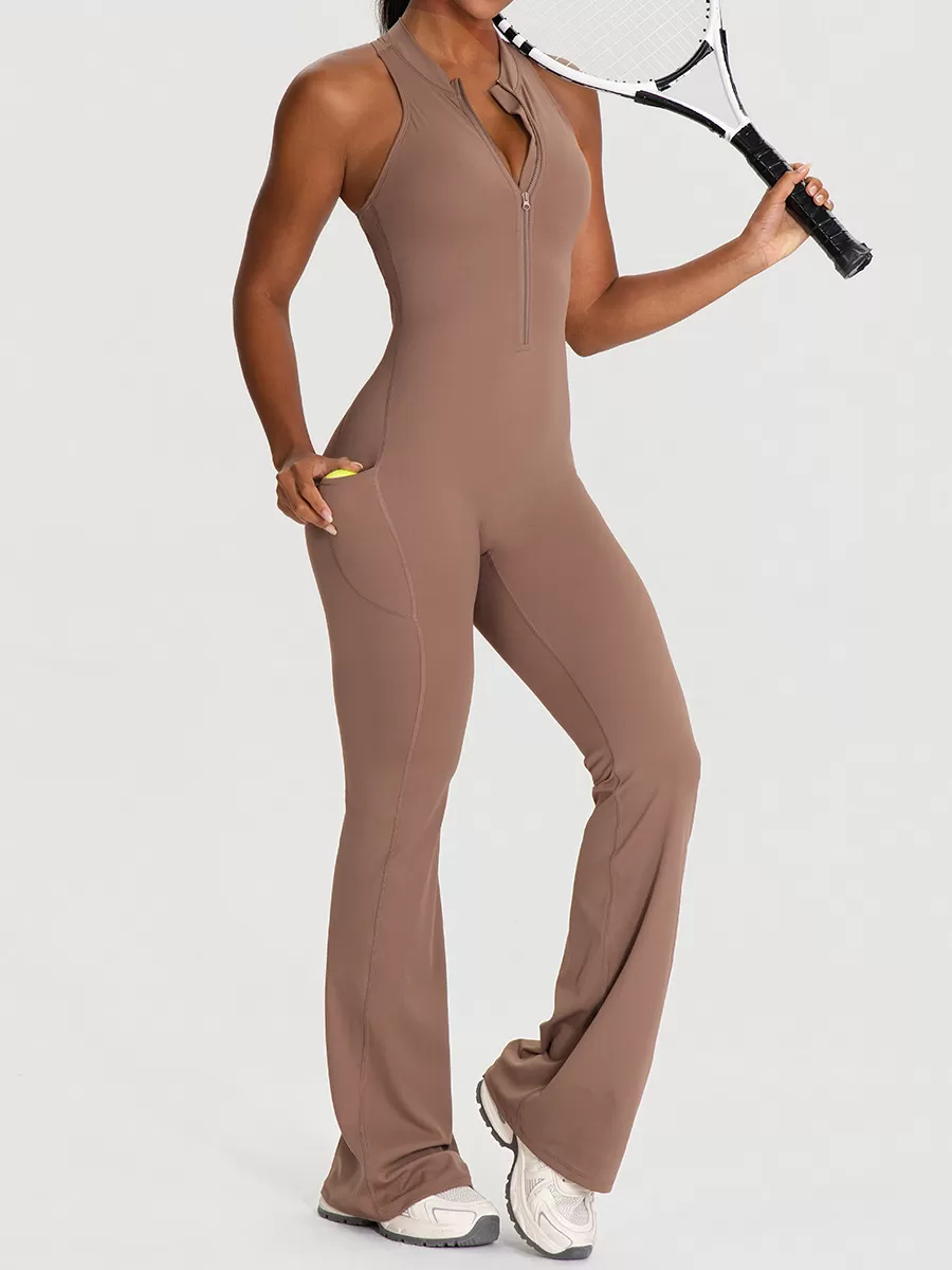 Conjunto de ropa de yoga de alta resistencia para entrenamiento, mono deportivo de yoga de una pieza para mujer FGB62105