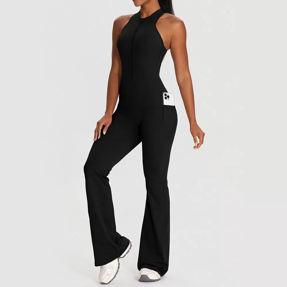 Conjunto de ropa de yoga de alta resistencia para entrenamiento, mono deportivo de yoga de una pieza para mujer FGB62105