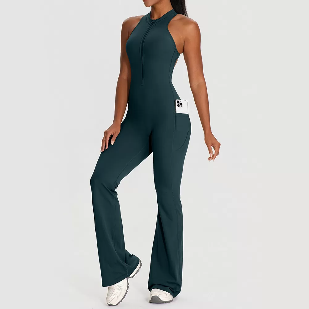 Conjunto de ropa de yoga de alta resistencia para entrenamiento, mono deportivo de yoga de una pieza para mujer FGB62105