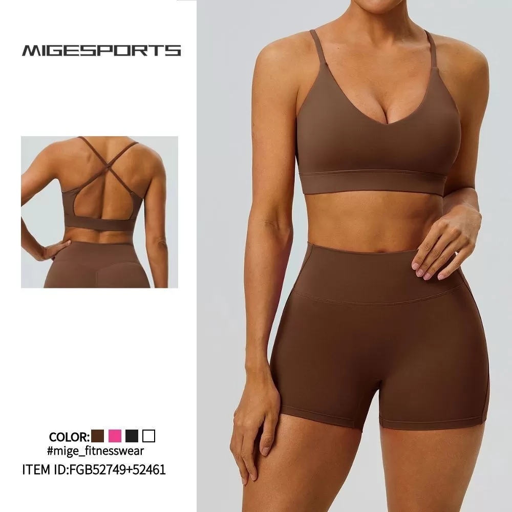Nuevo conjunto de yoga transpirable hecho a medida para mujer, el más vendido, color liso, conjunto de yoga para mujer, hecho con el mejor material, conjuntos de yoga FGB52749+52461