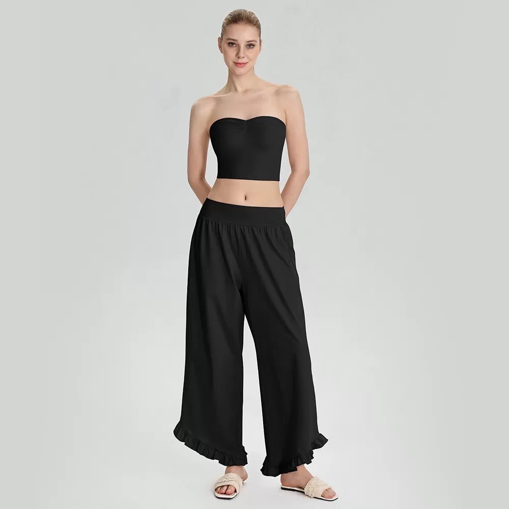 Nuevos conjuntos de gimnasio y fitness: sujetador deportivo tipo bandeau sin tirantes transpirable y pantalones de yoga, dos piezas para mujer FGB62107+62308