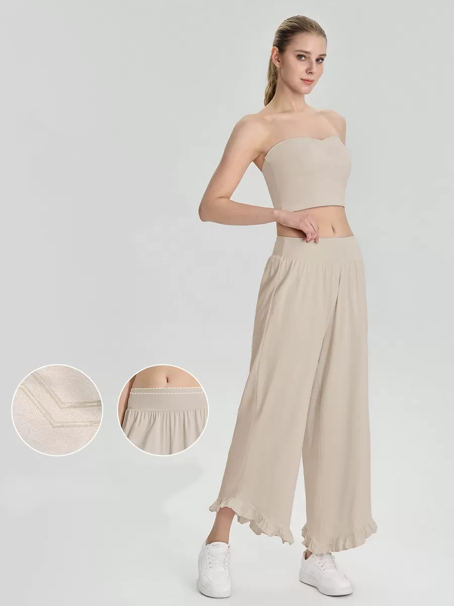 Nuevos conjuntos de gimnasio y fitness: sujetador deportivo tipo bandeau sin tirantes transpirable y pantalones de yoga, dos piezas para mujer FGB62107+62308