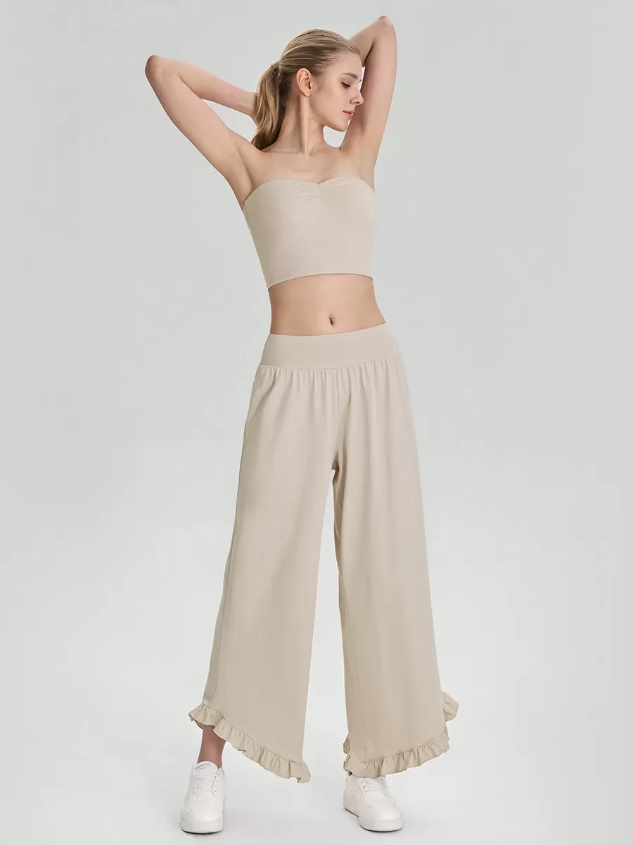 Nuevos conjuntos de gimnasio y fitness: sujetador deportivo tipo bandeau sin tirantes transpirable y pantalones de yoga, dos piezas para mujer FGB62107+62308