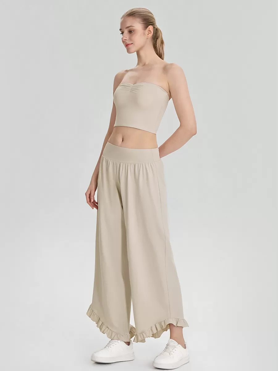 Nuevos conjuntos de gimnasio y fitness: sujetador deportivo tipo bandeau sin tirantes transpirable y pantalones de yoga, dos piezas para mujer FGB62107+62308