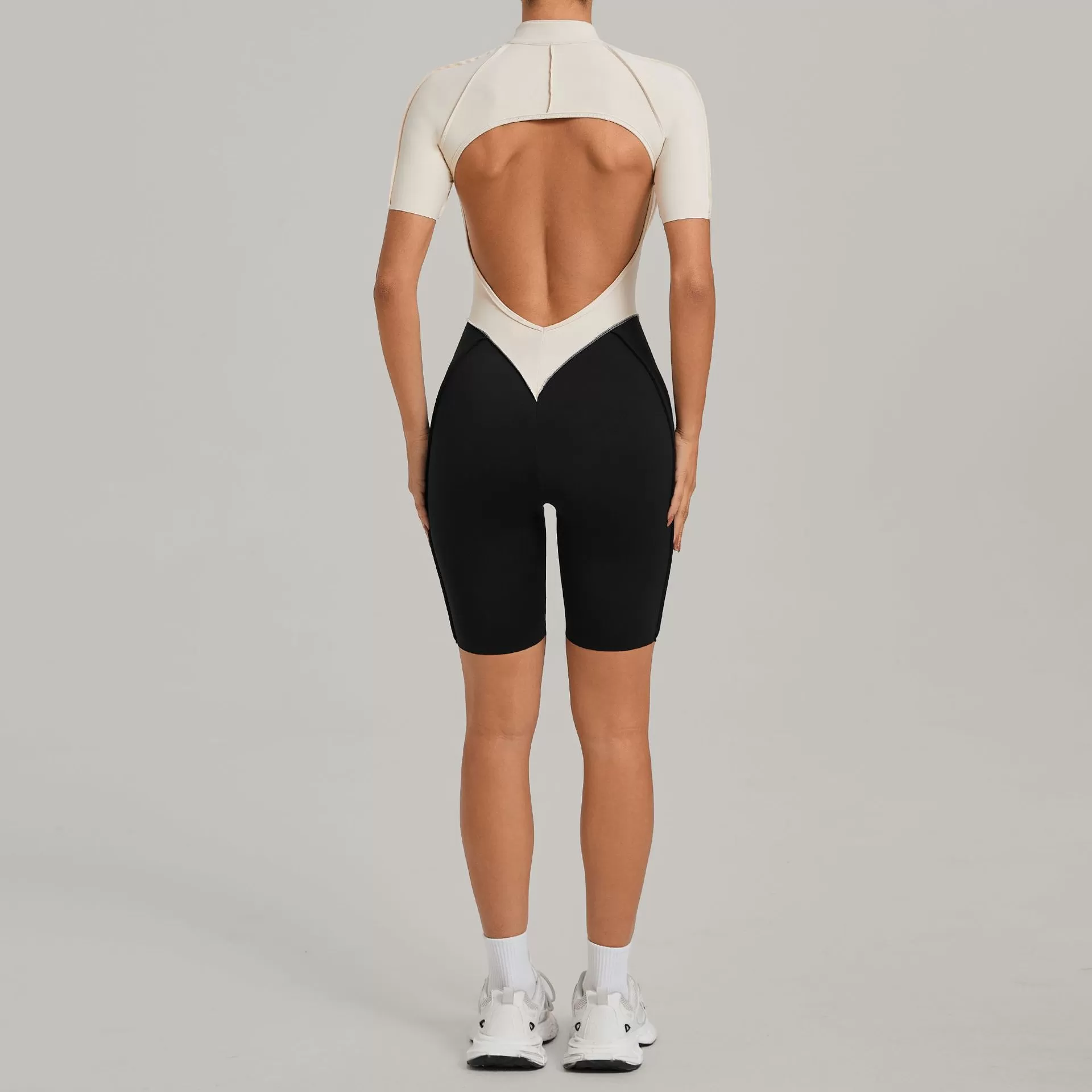 Conjunto de gimnasio y fitness, ropa deportiva de una pieza para yoga, ropa con cremallera frontal, ropa deportiva de una pieza para mujer, mono para mujer, bodys para mujer FGB15573