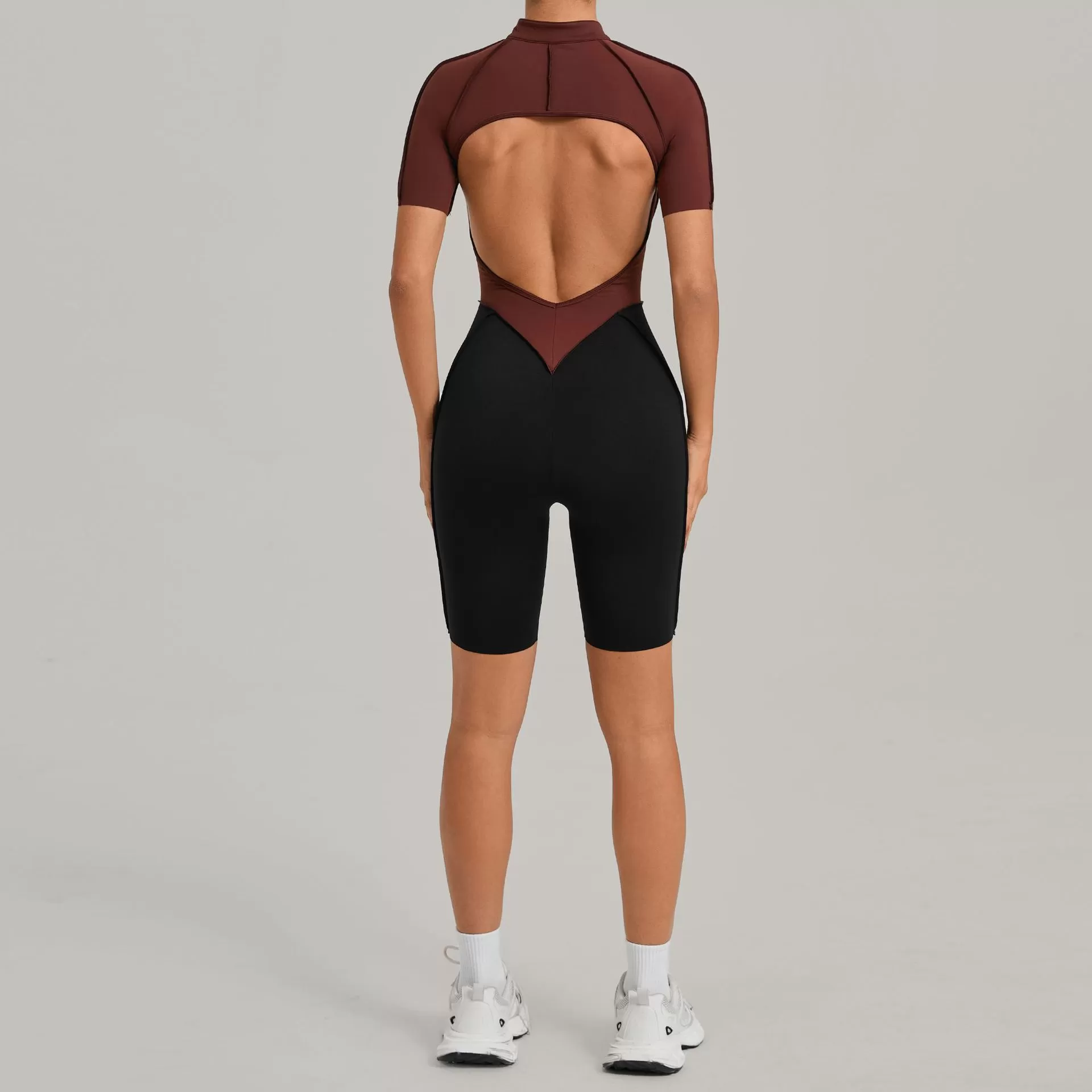 Conjunto de gimnasio y fitness, ropa deportiva de una pieza para yoga, ropa con cremallera frontal, ropa deportiva de una pieza para mujer, mono para mujer, bodys para mujer FGB15573