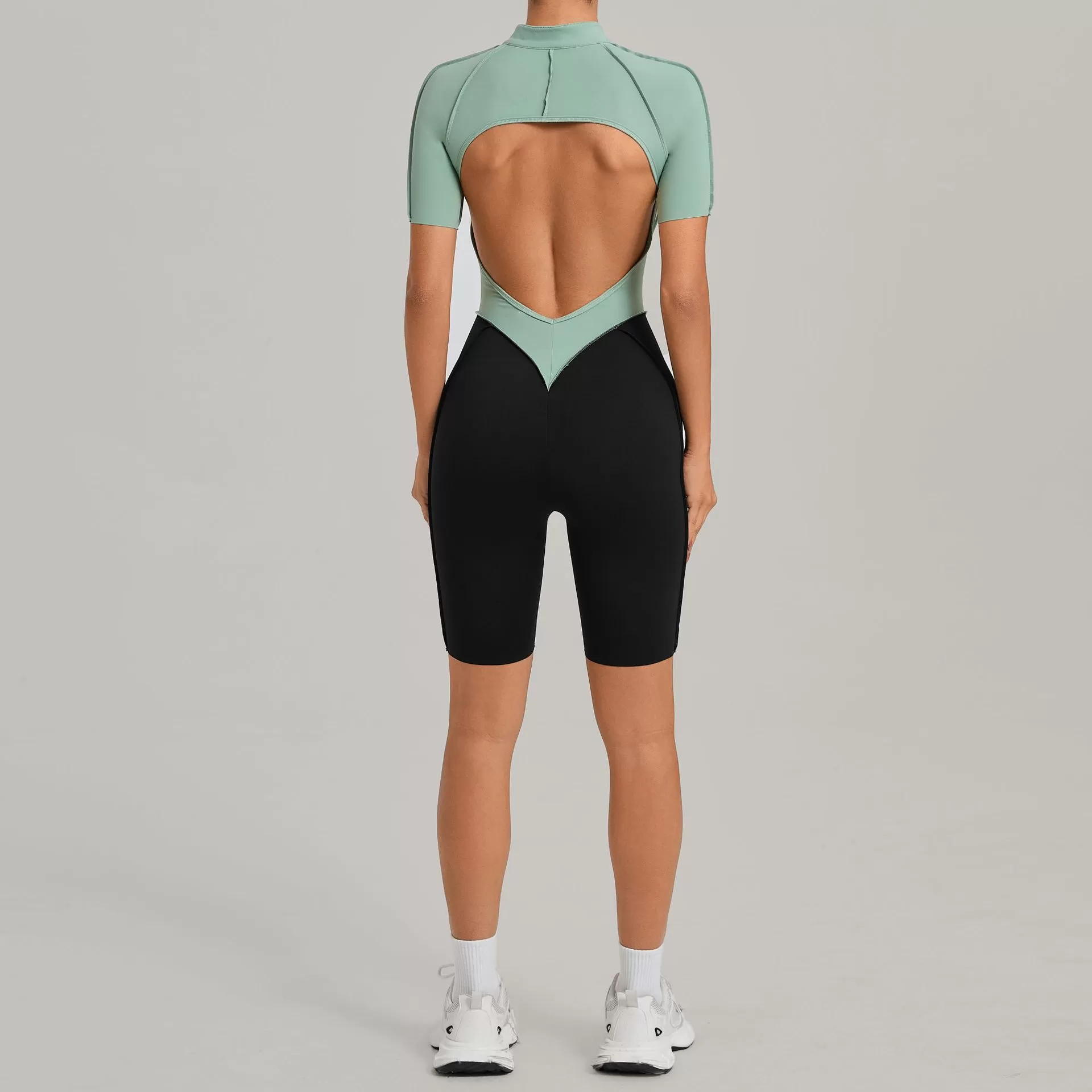 Conjunto de gimnasio y fitness, ropa deportiva de una pieza para yoga, ropa con cremallera frontal, ropa deportiva de una pieza para mujer, mono para mujer, bodys para mujer FGB15573