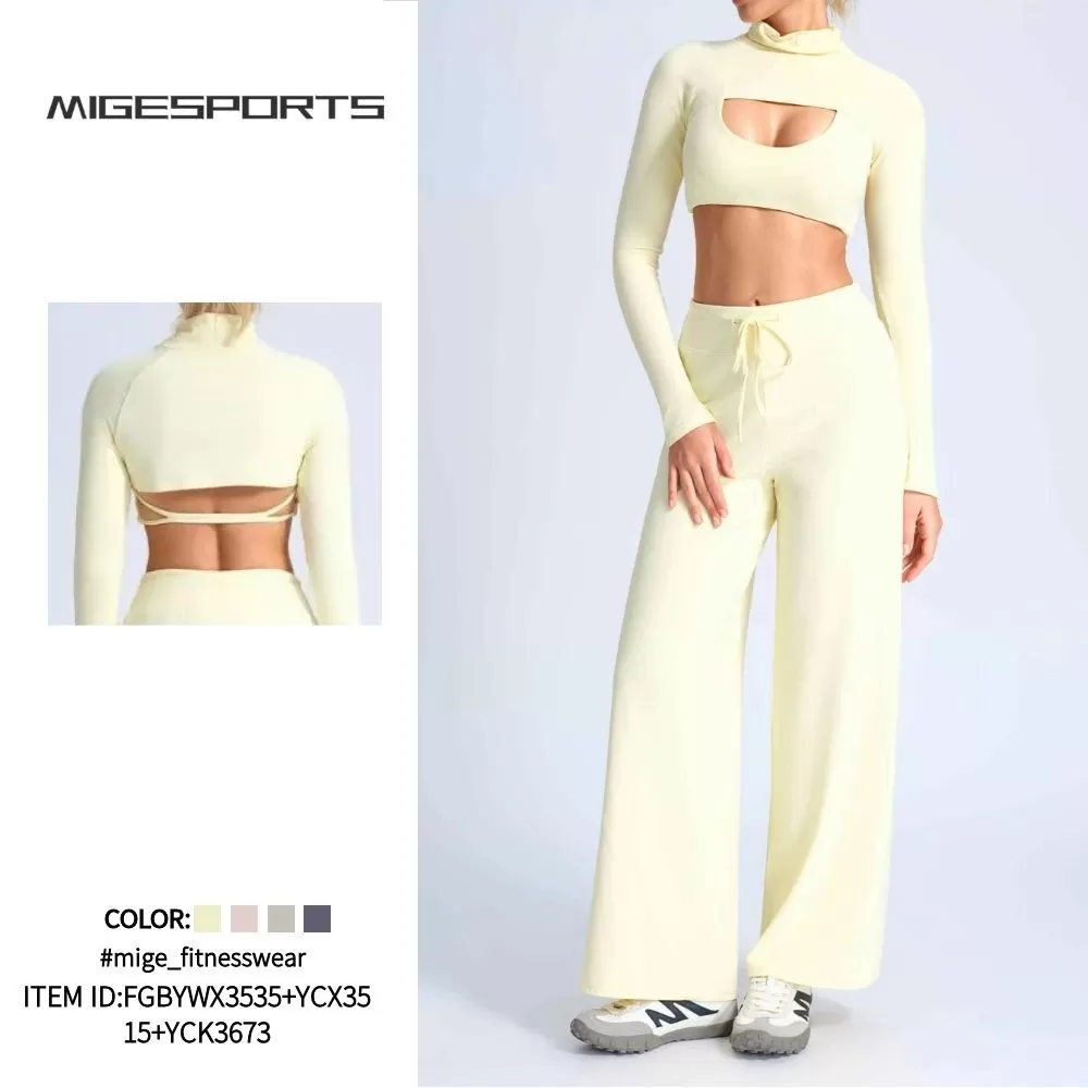 Conjuntos de entrenamiento para mujer, 3 piezas, conjuntos de yoga transpirables de cintura alta FGBYWX3535+YCX3515+YCK3673