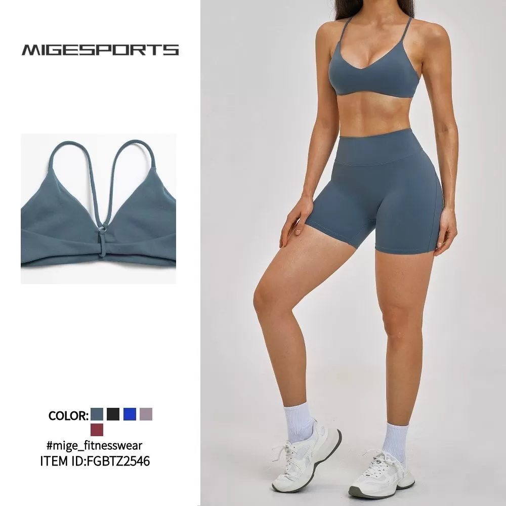 Conjunto de yoga y fitness personalizable al por mayor, de tela suave y colorida para ejercicio FGBTZ2546