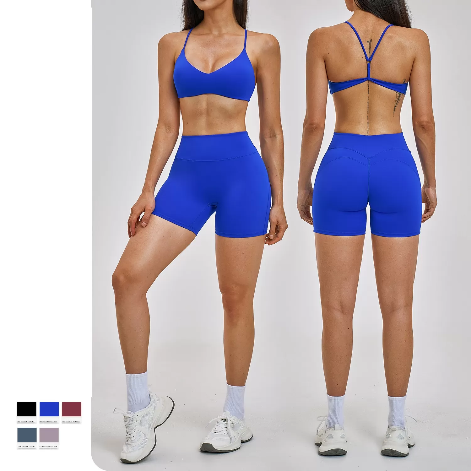 Conjunto de yoga y fitness personalizable al por mayor, de tela suave y colorida para ejercicio FGBTZ2546