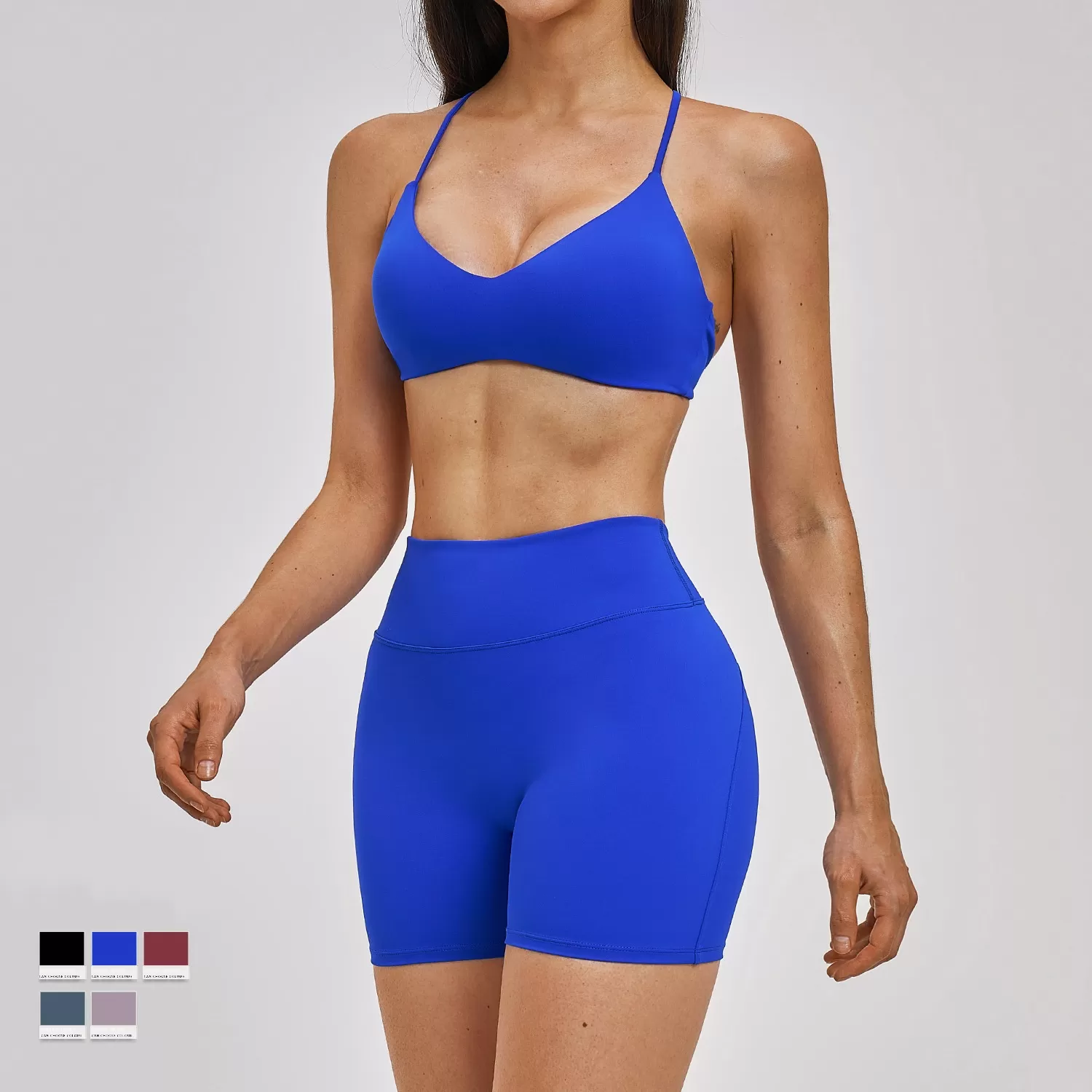 Conjunto de yoga y fitness personalizable al por mayor, de tela suave y colorida para ejercicio FGBTZ2546