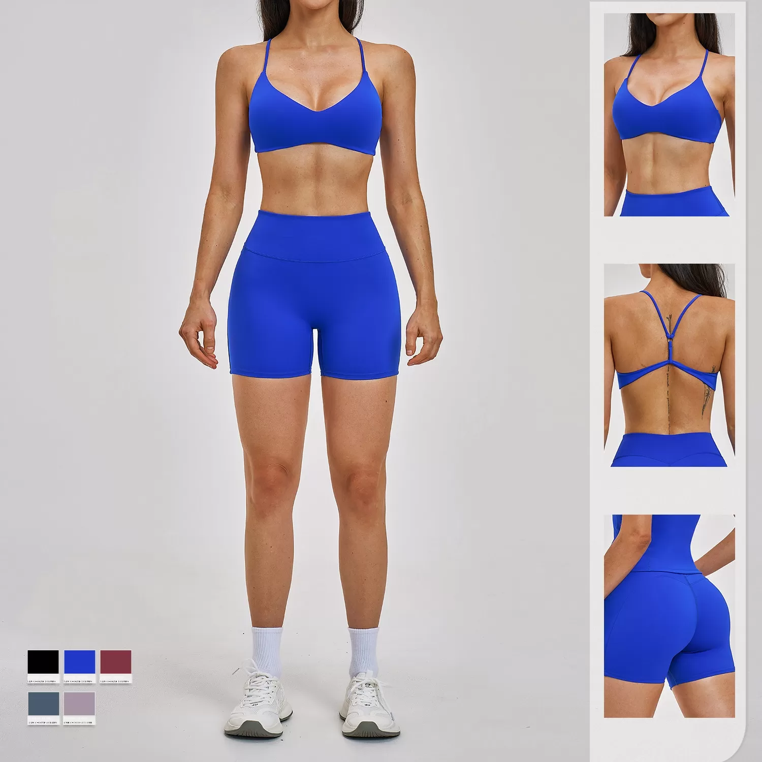 Conjunto de yoga y fitness personalizable al por mayor, de tela suave y colorida para ejercicio FGBTZ2546