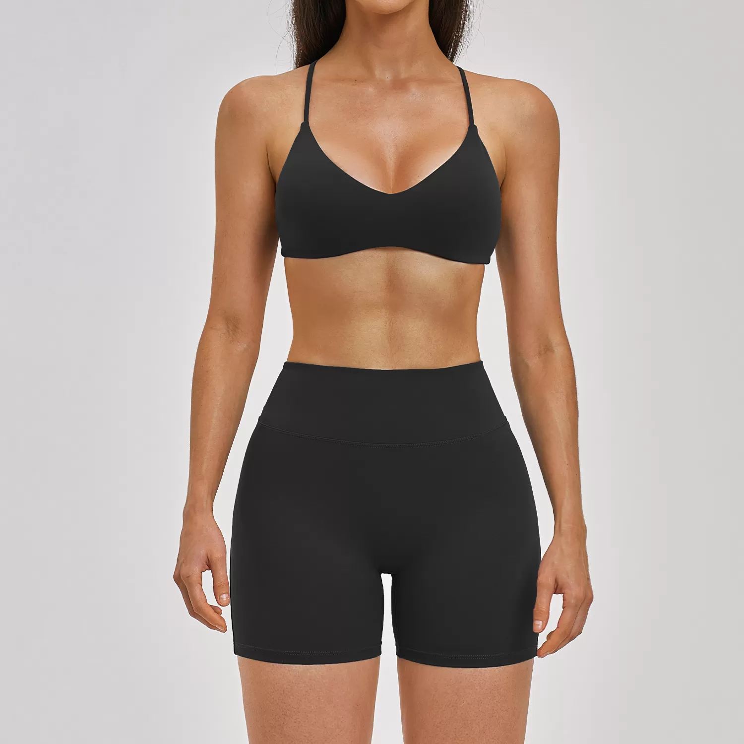 Conjunto de yoga y fitness personalizable al por mayor, de tela suave y colorida para ejercicio FGBTZ2546
