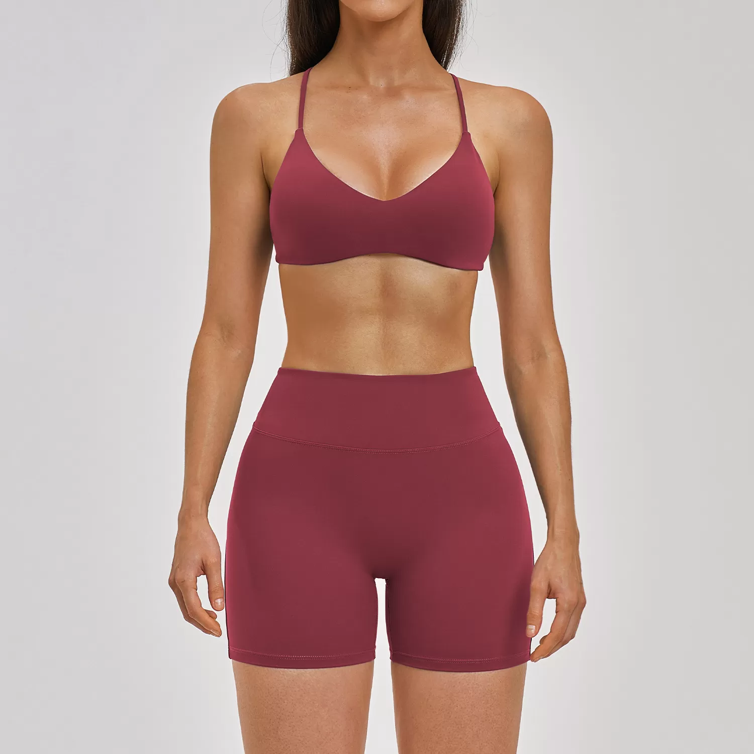 Conjunto de yoga y fitness personalizable al por mayor, de tela suave y colorida para ejercicio FGBTZ2546