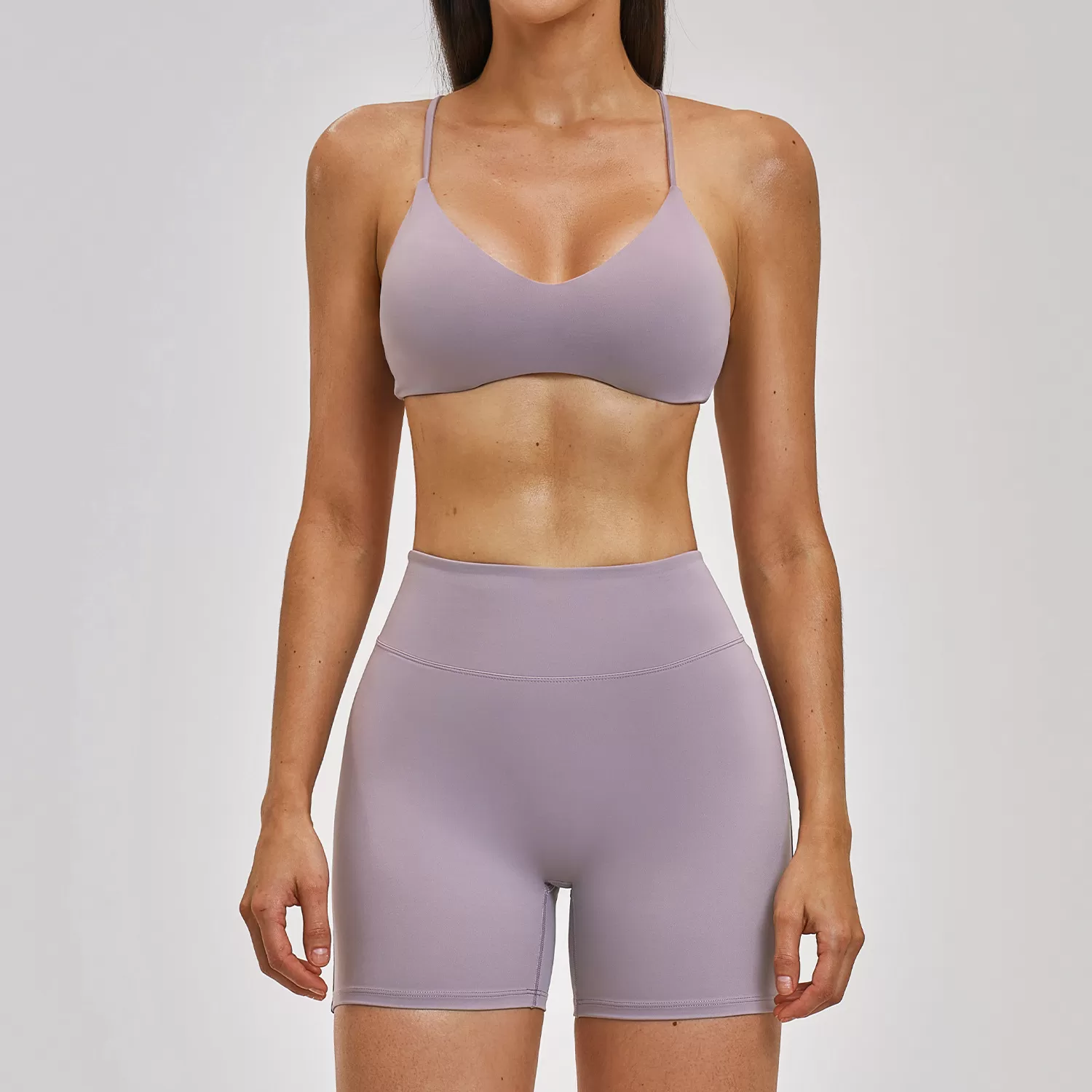 Conjunto de yoga y fitness personalizable al por mayor, de tela suave y colorida para ejercicio FGBTZ2546