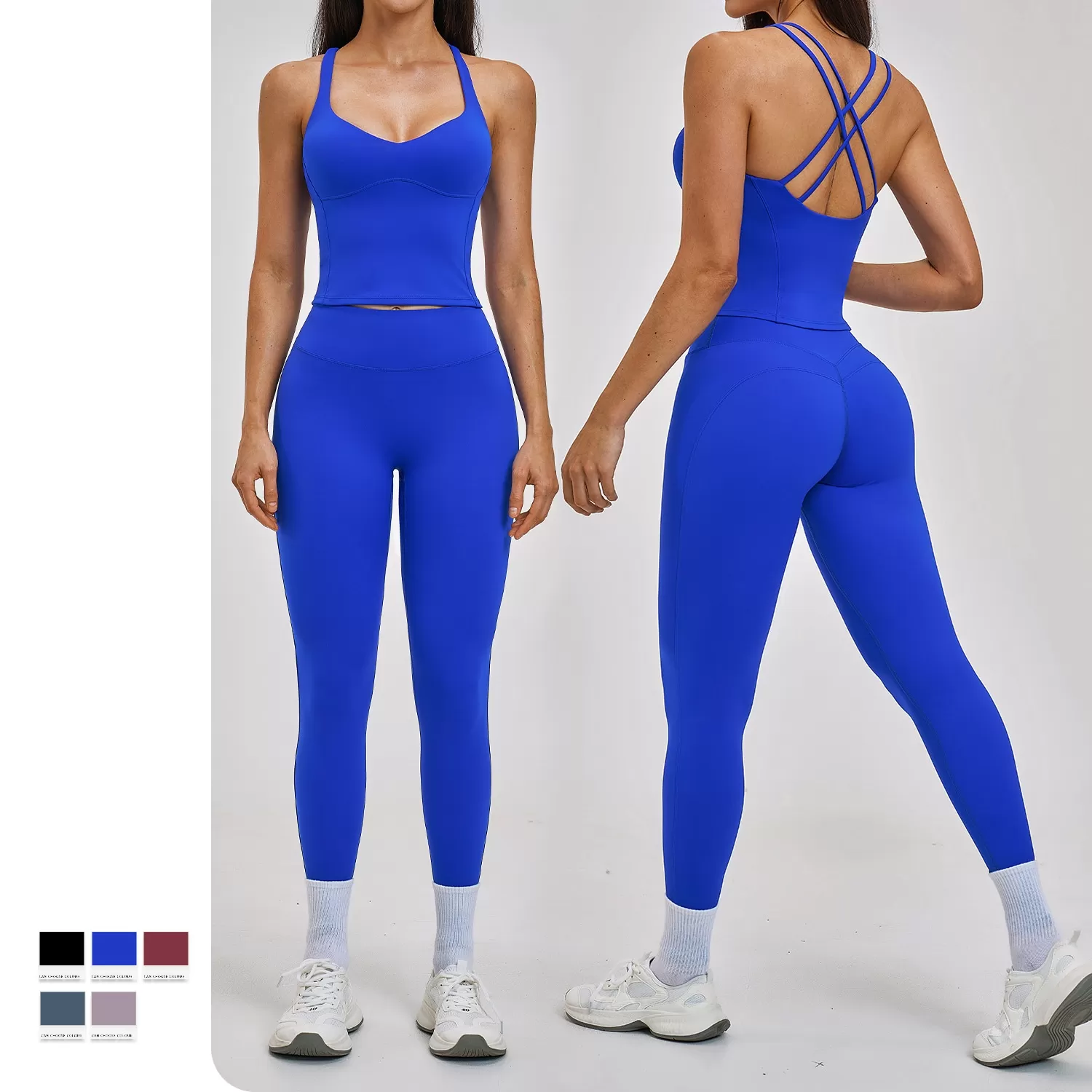 Conjunto de ropa deportiva de yoga para mujer: sujetador deportivo para gimnasio, sujetador de yoga y leggings (FGBTZ2546)