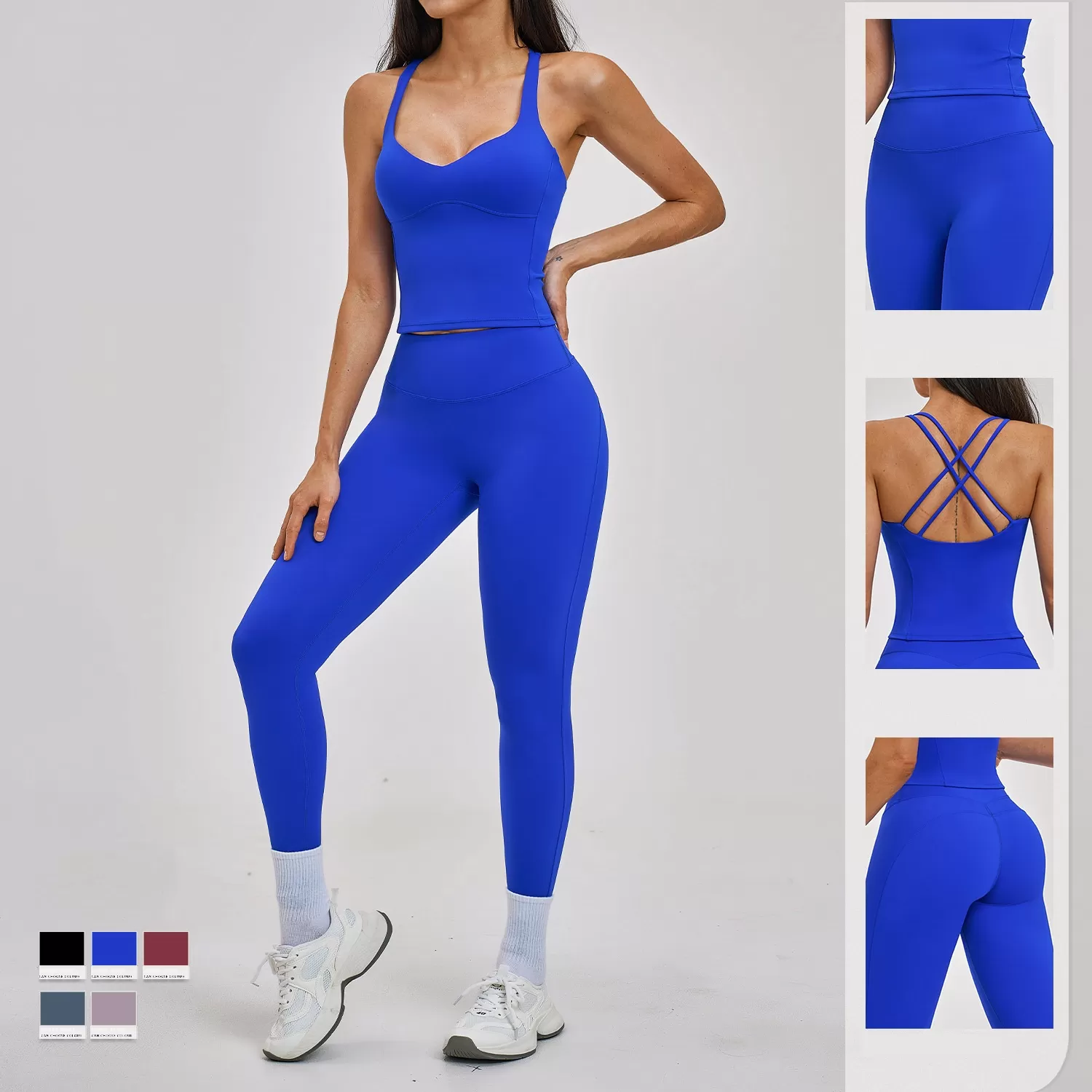 Conjunto de ropa deportiva de yoga para mujer: sujetador deportivo para gimnasio, sujetador de yoga y leggings (FGBTZ2546)