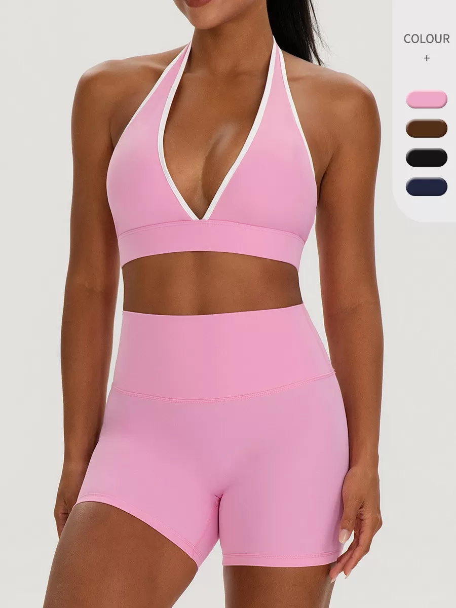 Conjunto de yoga de 2 piezas para mujer: shorts deportivos y sujetador deportivo (FGB62718+62419).