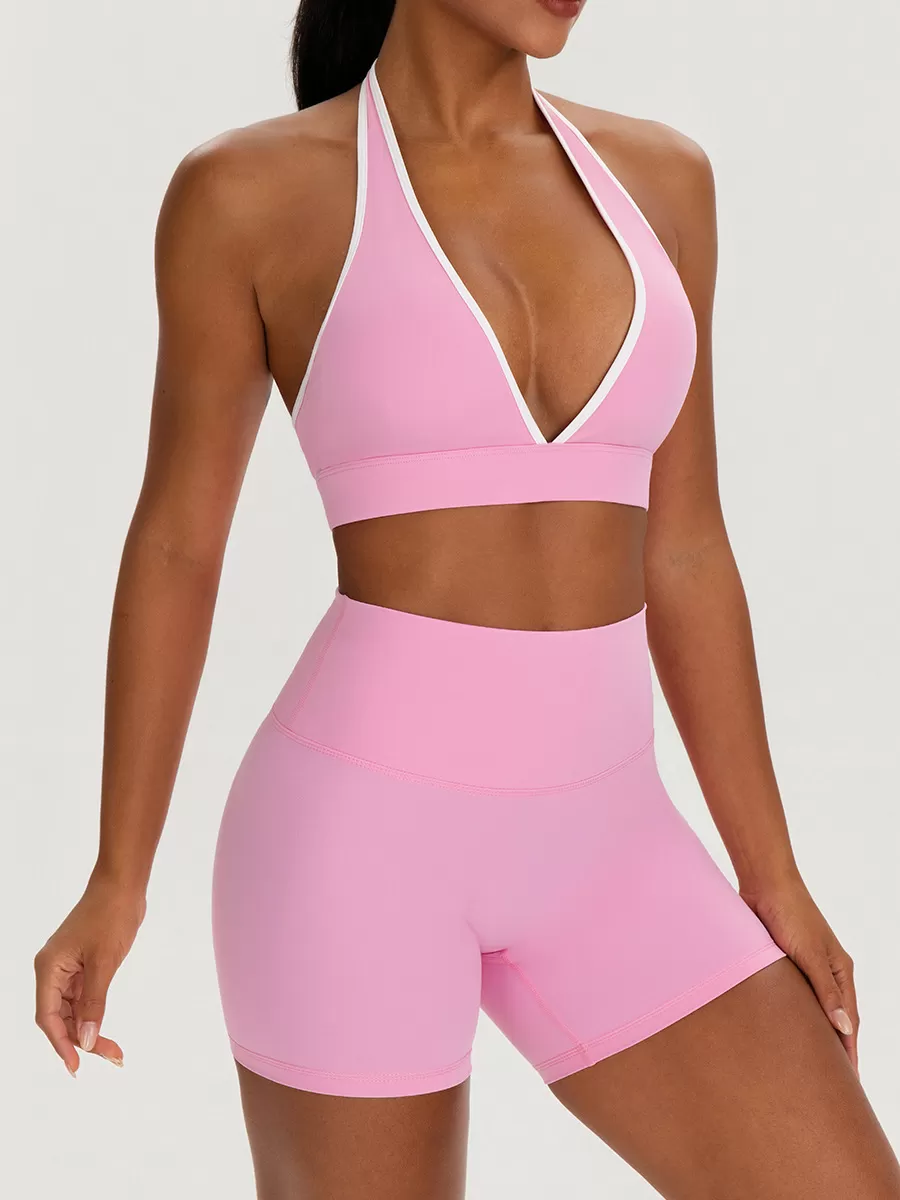 Conjunto de yoga de 2 piezas para mujer: shorts deportivos y sujetador deportivo (FGB62718+62419).