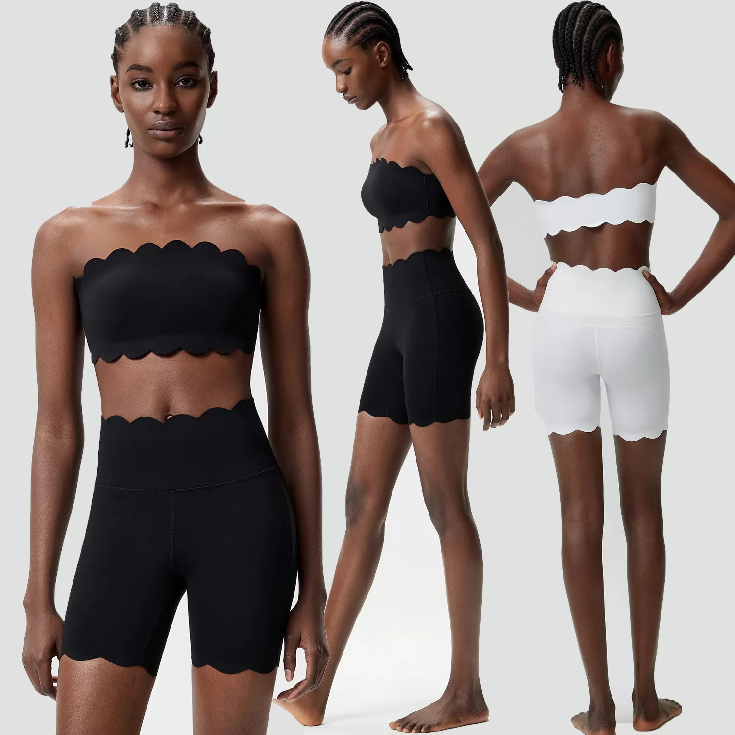 Conjunto de ropa deportiva para mujer, liso, de secado rápido, transpirable, para yoga, gimnasio, con shorts y sujetador deportivo FGBYB608+LPH456