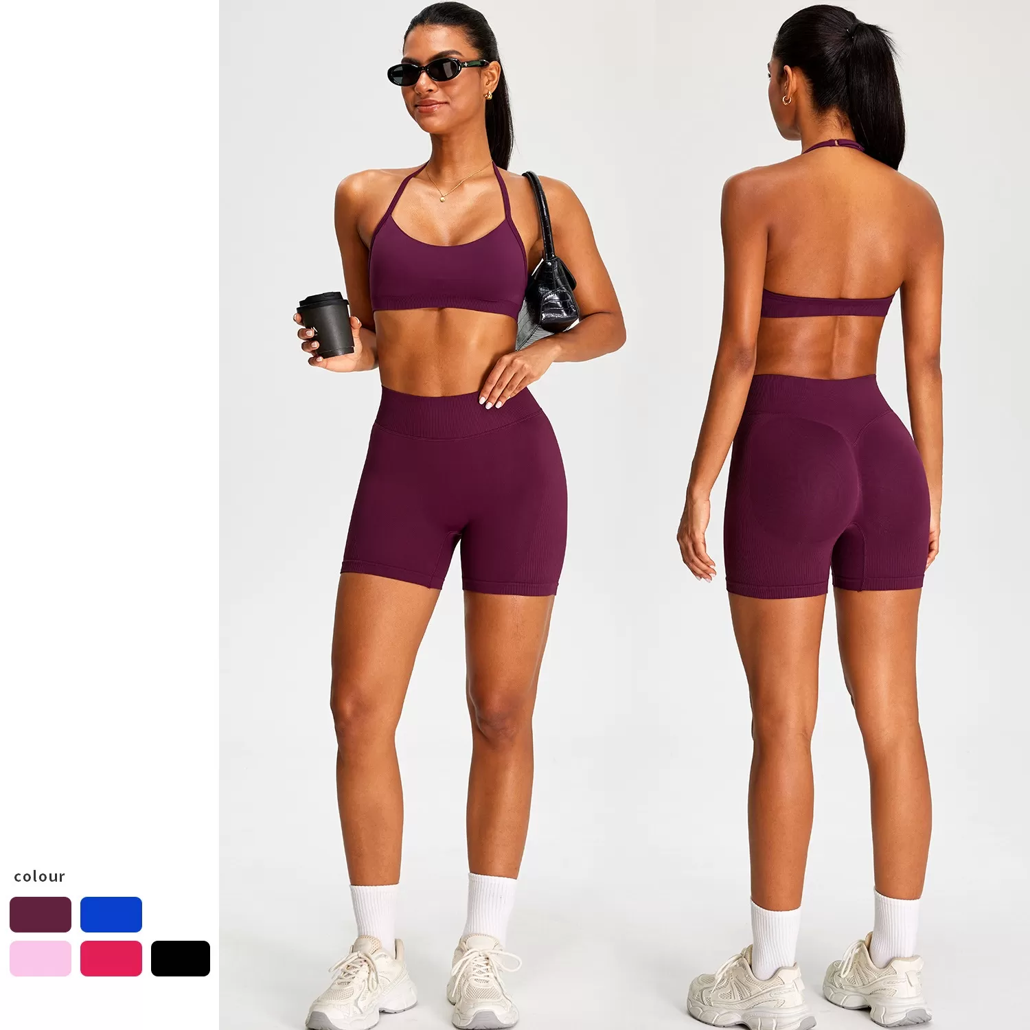 Conjunto deportivo de yoga y ropa de gimnasio ajustada para entrenamiento y fitness FGBMS0228Y