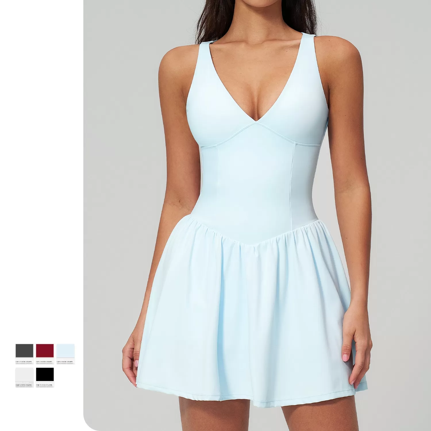 Vestido corto de tenis para mujer, ideal para correr al aire libre, fitness, yoga, golf, correr, atletismo, falda, vestido, ropa de tenis para mujer FGBFLT9582