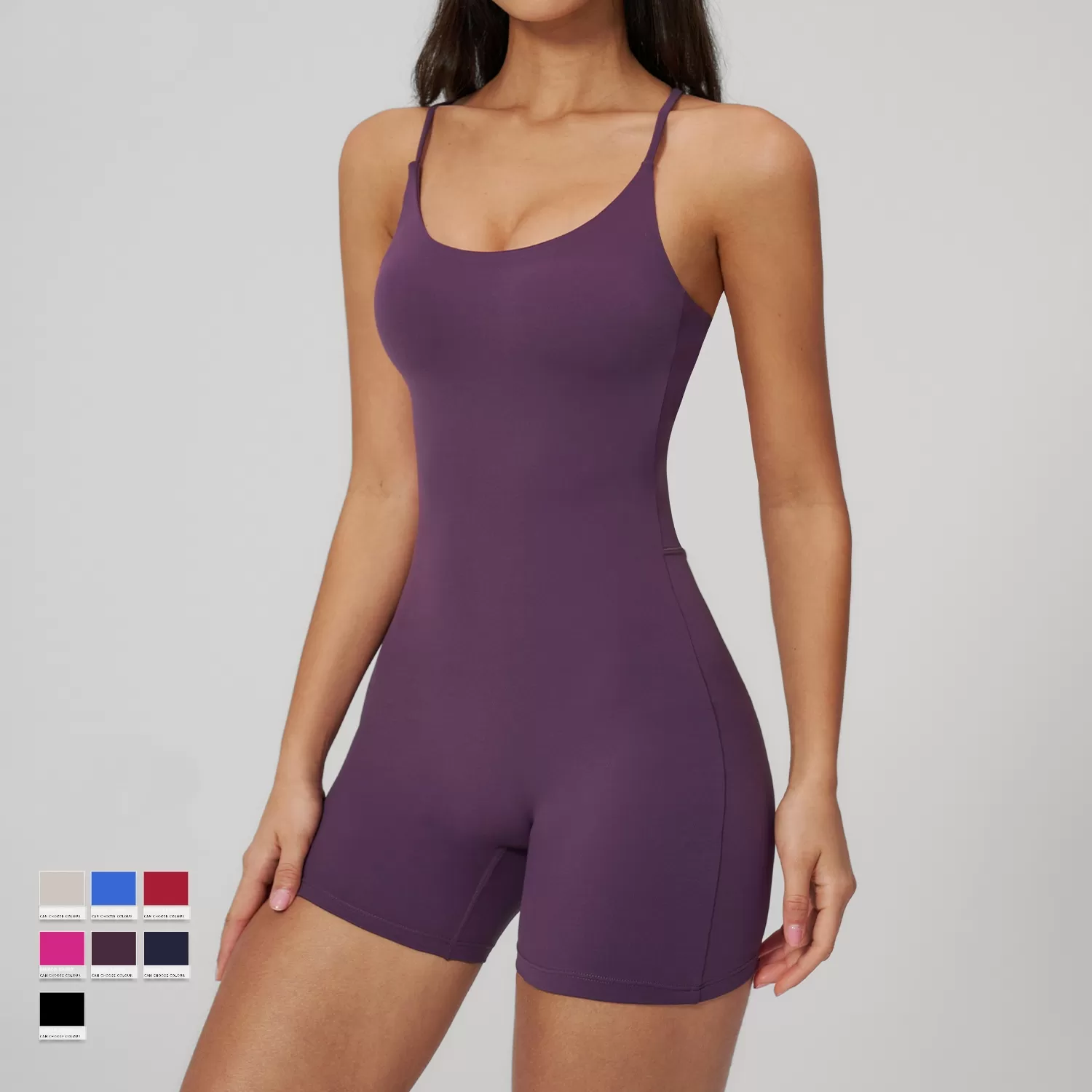 Conjunto de mono de yoga para mujer, body sin espalda con shorts, ropa deportiva para gimnasio y entrenamiento FGBFLT3091