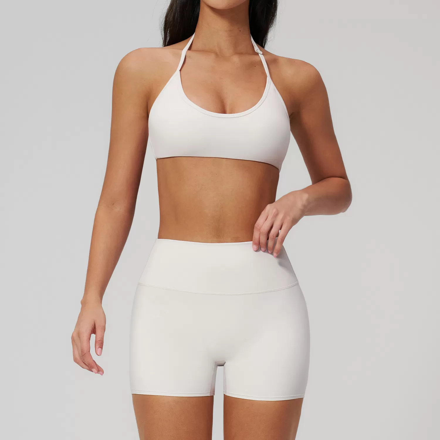 Conjunto de 2 piezas de pantalones cortos de yoga, sujetador deportivo a prueba de golpes, conjunto de fitness para realzar los glúteos, ropa deportiva de cintura alta para entrenamiento FGBTZ2551