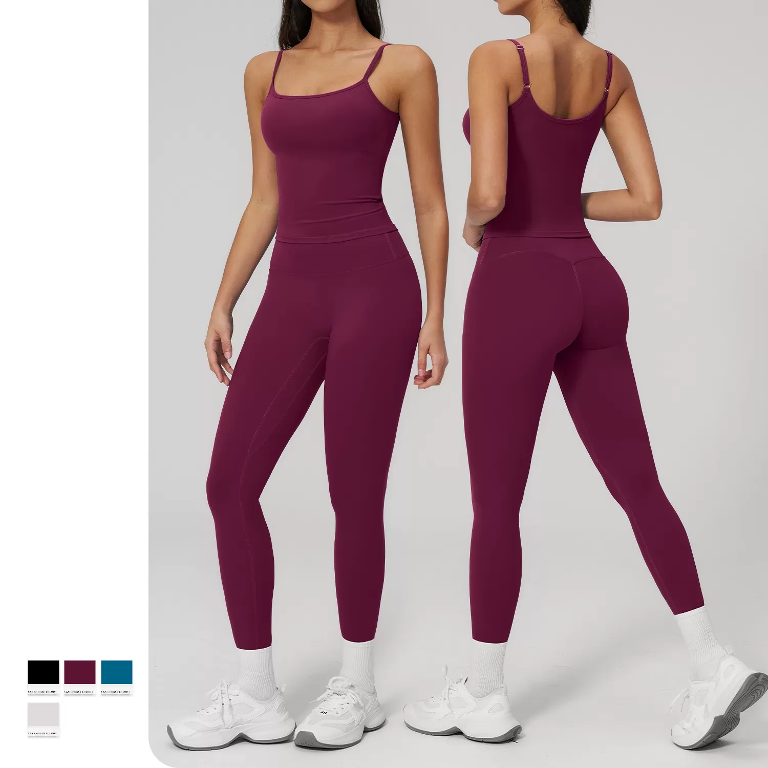 Nuevo conjunto de 2 piezas de secado rápido para mujer: leggings y camisetas sin mangas para gimnasio, fitness y yoga (FGBTZ2551)